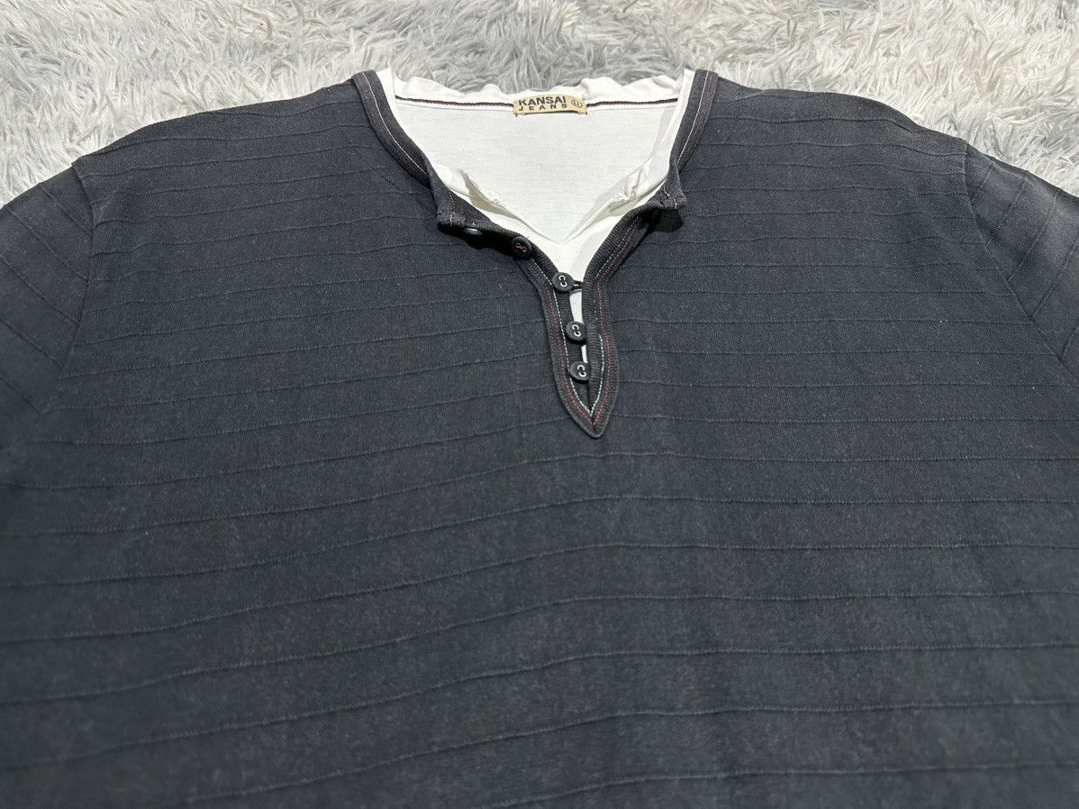 Kansai Yamamoto 🔥Vintage Kansai Jeans Double Layer Shirt Half Button Size US L / EU 52-54 / 3 - 2 Thumbnail
