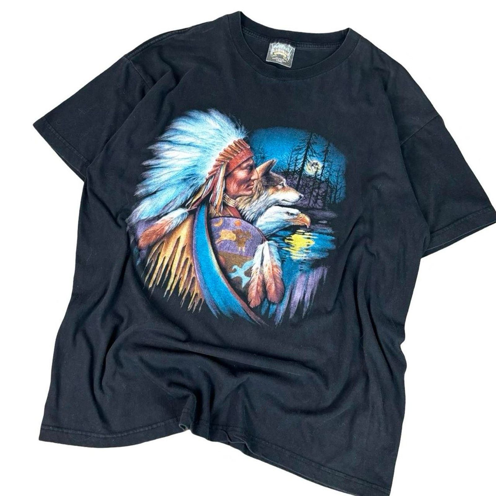 Harley Davidson × Vintage 90s Native American Biker Style T-shirt Size US L / EU 52-54 / 3 - 1 Thumbnail