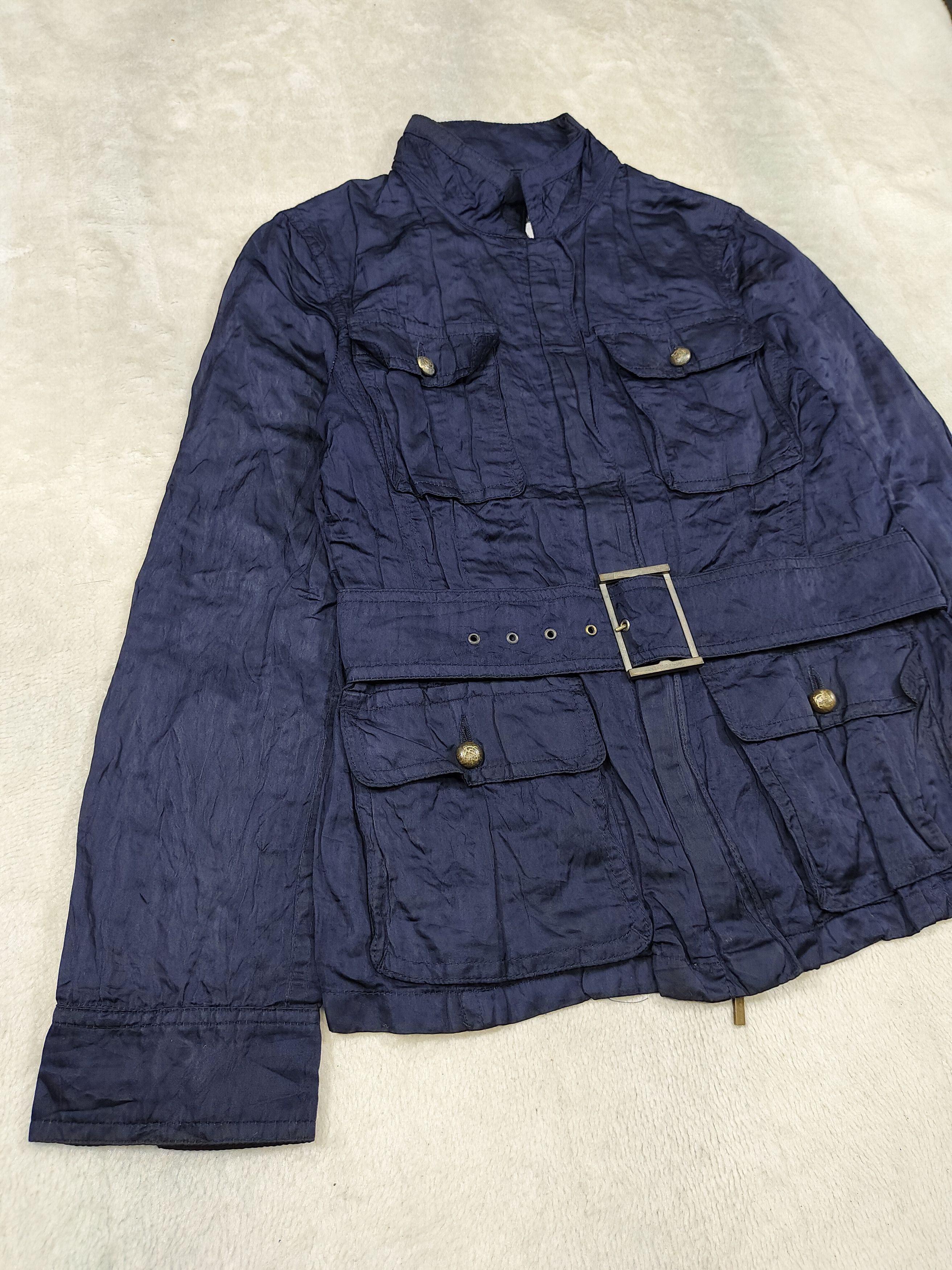 Les Copains 90s Les Copains 🇮🇹 Crinkle Belted Military Field Jacket Size M / US 6-8 / IT 42-44 - 3 Thumbnail