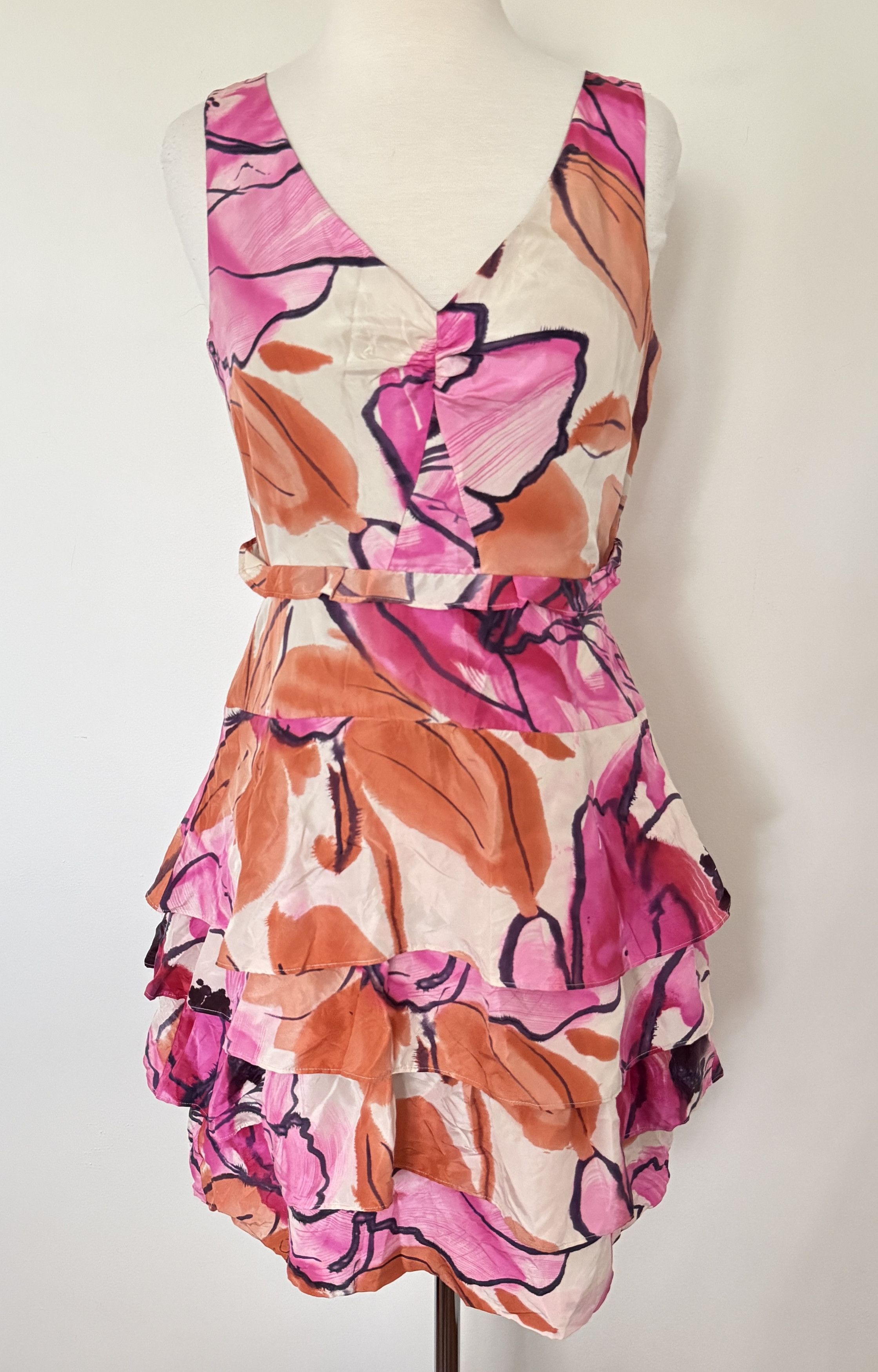 Other Moulinette Soeurs Orchid Silk Tiered Dress Fit Flare Size S / US 4 / IT 40 - 1 Thumbnail