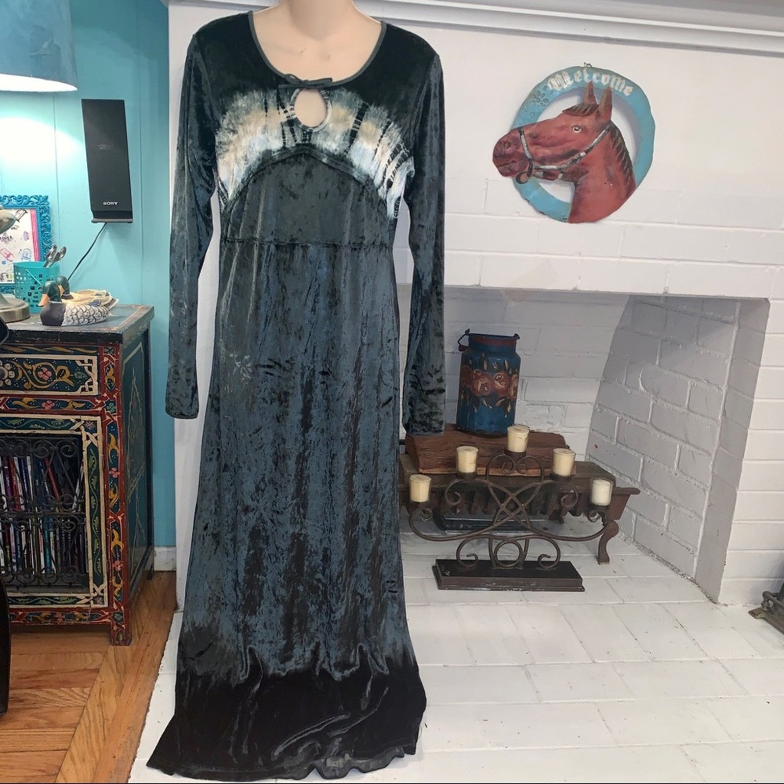 Other VINTAGE 90’s NWT UNWORN CRUSHED VELVET MAXIDRESS M Size M / US 6-8 / IT 42-44 - 4 Thumbnail