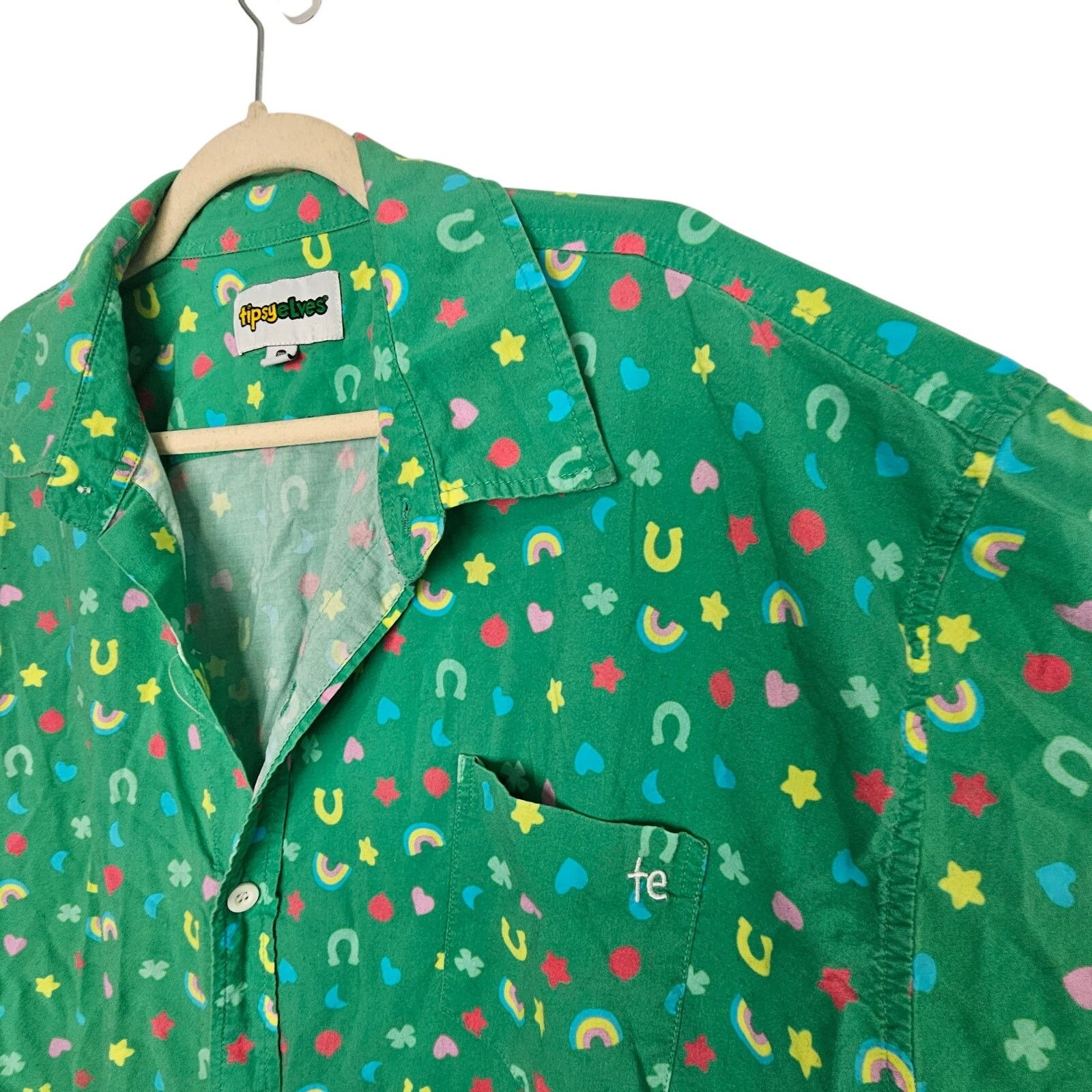 Tipsy Elves Tipsy Elves Shirt Green Lucky Charm Print Button 3XL Size US XXL / EU 58 / 5 - 6 Thumbnail
