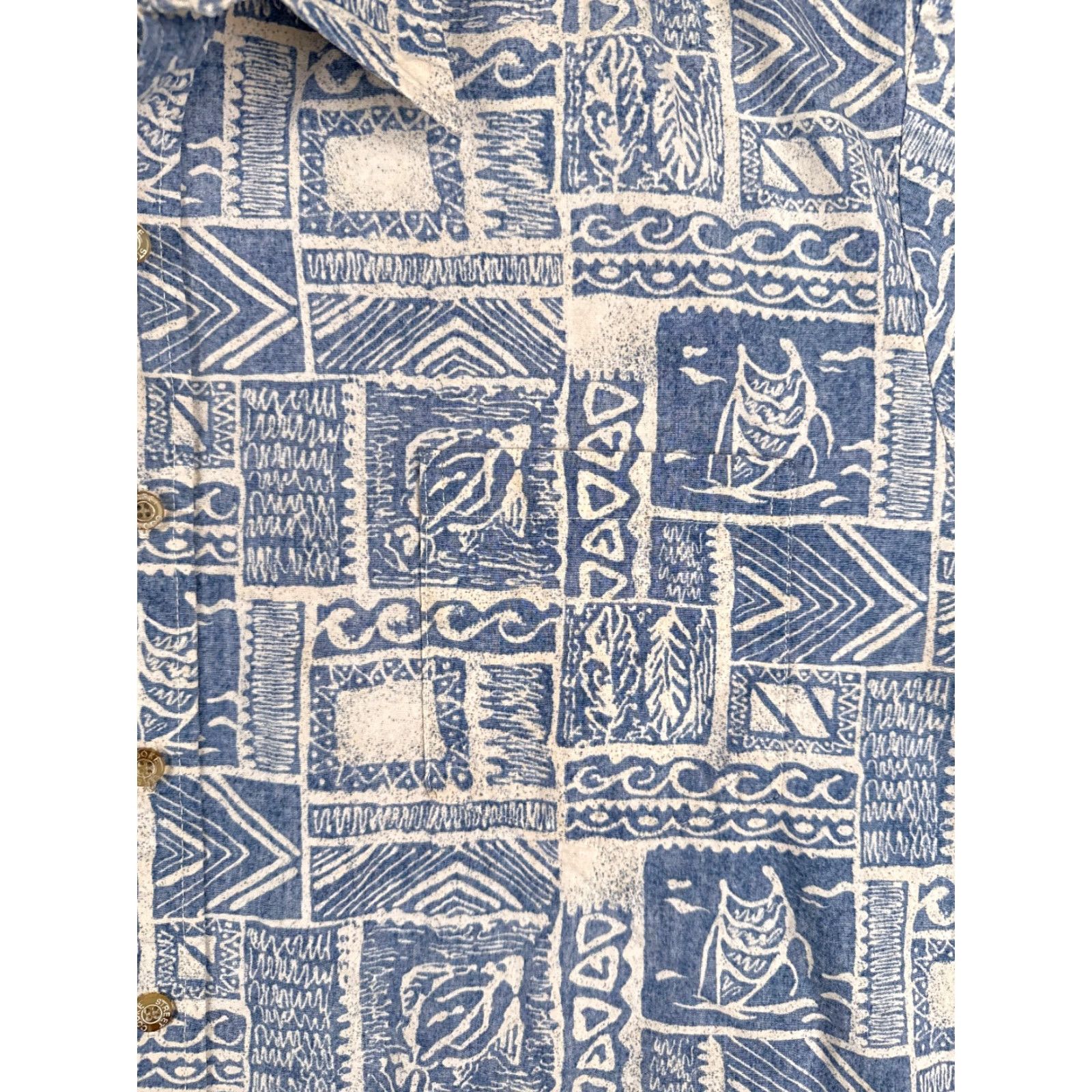 Vintage VINTAGE Cooke Street Shirt Men 2XL Blue Geometric Tile Floral 100% Cotton casual Wearable Button-Up Hawaiian Aloha resort Summer Winter Everyday Mens Size US XXL / EU 58 / 5 - 6 Thumbnail