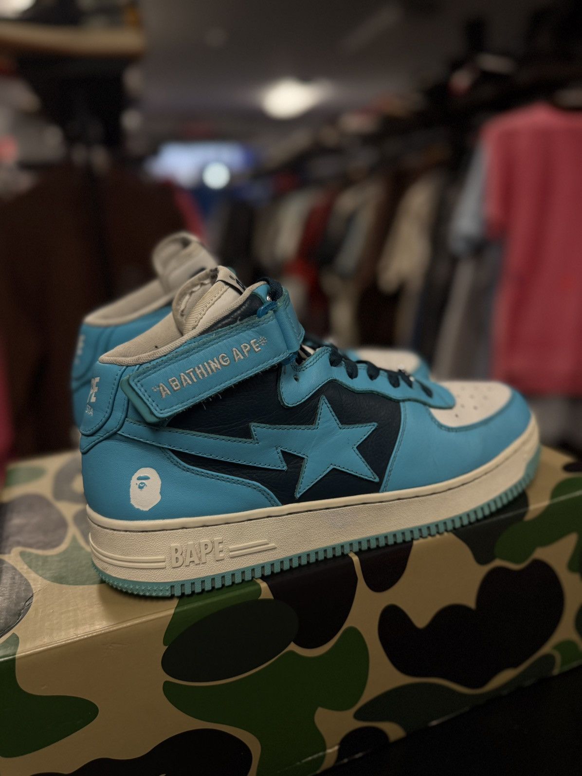 Bape Bapesta High Top Sneakers Size 12US BLUE W BOX Size US 12 / EU 45 - 3 Thumbnail