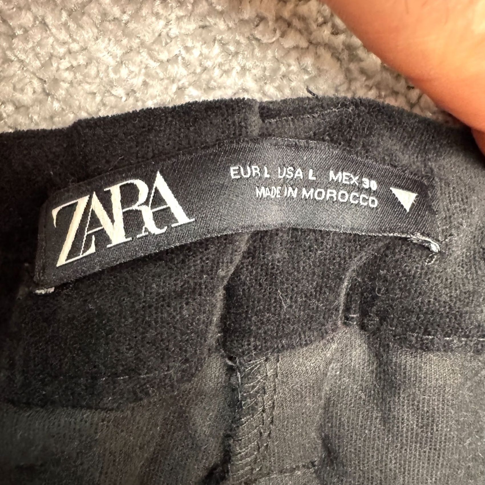 Zara Zara Velvet Belted Wide Leg Trouser Crop Pants Women Large Black High Rise 30x26 Size 36" / US 14 / IT 50 - 7 Thumbnail
