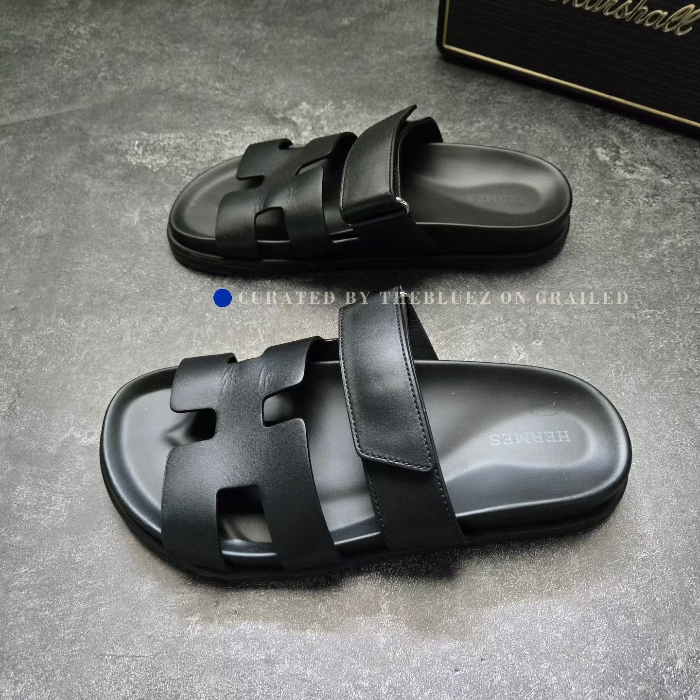 Hermes HERMES Black Slide Slippers Size US 4.5 / IT 34.5 - 1 Thumbnail
