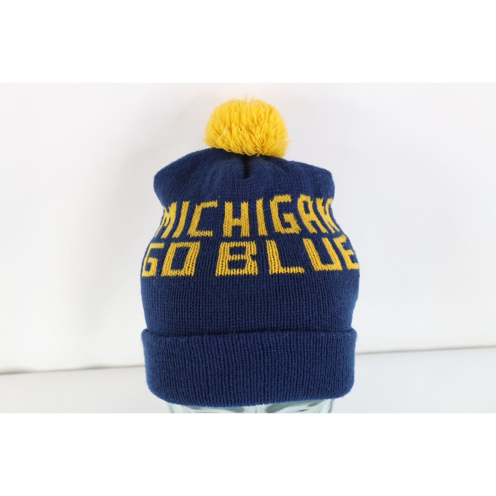 Vintage Vintage 90s University of Michigan Winter Knit Beanie Size ONE SIZE - 1 Thumbnail