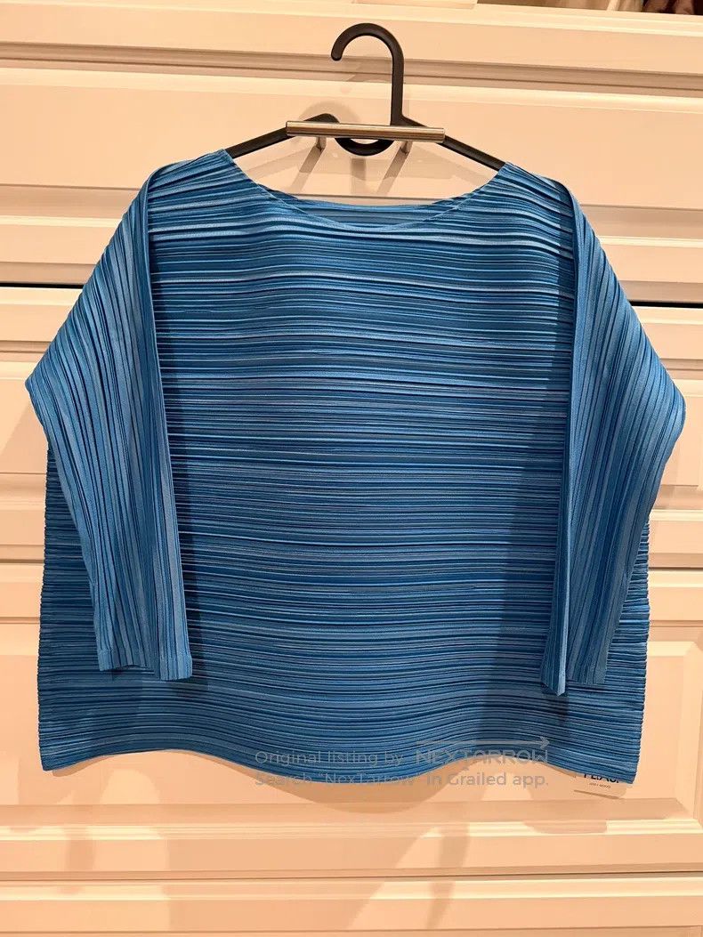Issey Miyake Issey Miyake size:one size Sky Blue Thick Striped Top Size XXS / US 00 / IT 34 - 1 Thumbnail