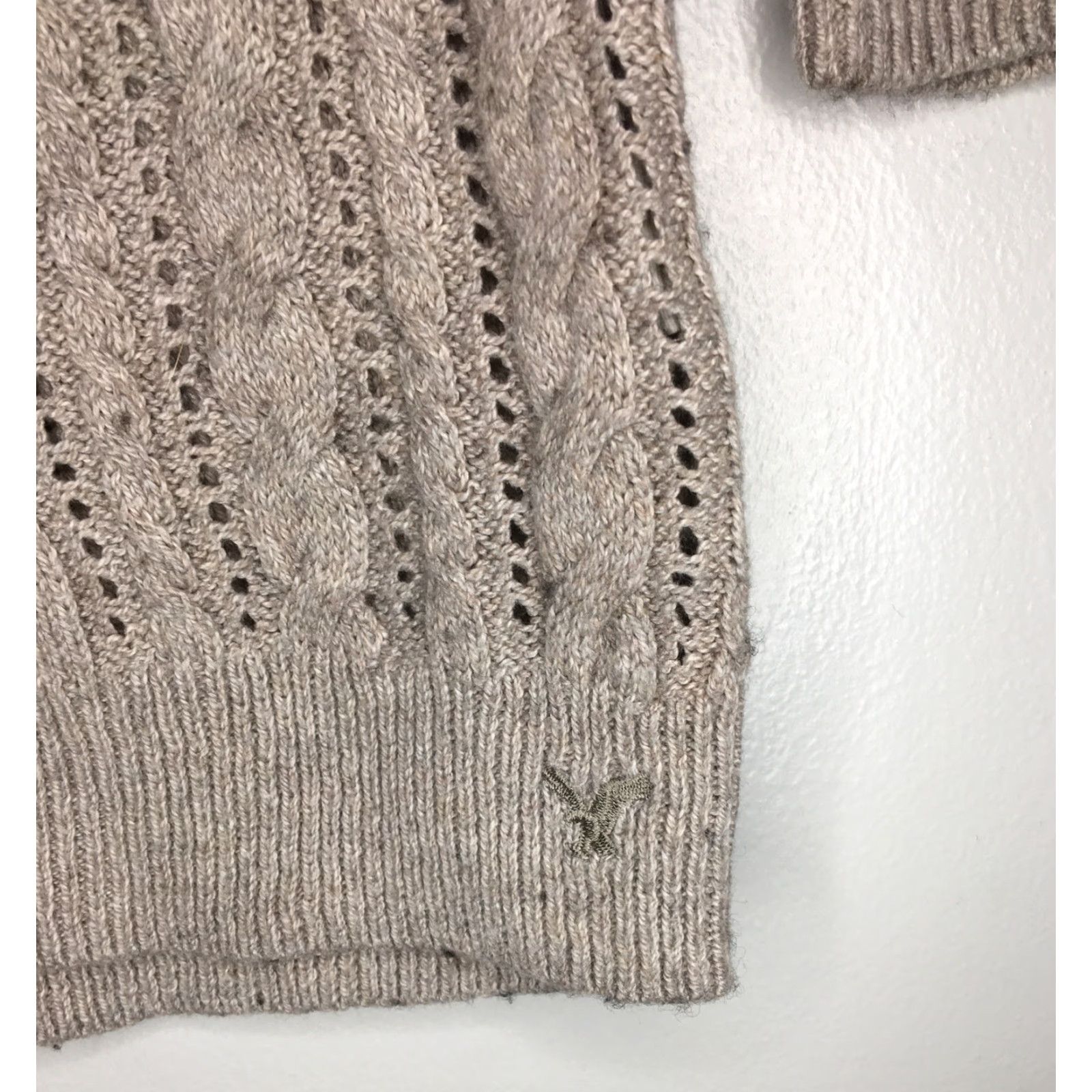 American Eagle Outfitters American Eagle Outfitters Women's Brown Cable-Knit Sweater Size XS Pullover Knit Round Neck 3/4 Sleeve Casual Vintage: No Size XS / US 0-2 / IT 36-38 - 4 Thumbnail