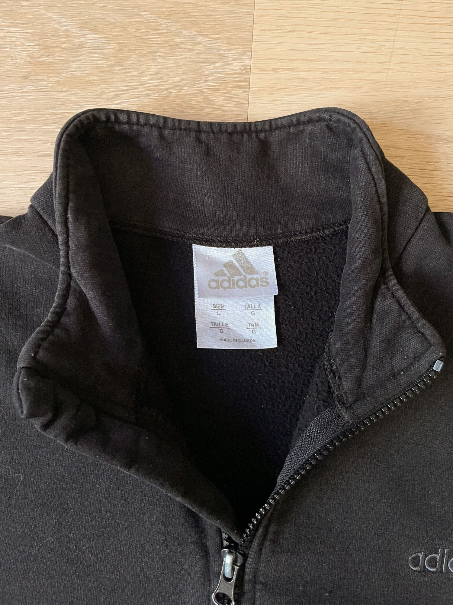 Adidas × Vintage 90s Adidas Faded Black Quarter Zip Mockneck Sweatshirt Size US L / EU 52-54 / 3 - 3 Thumbnail
