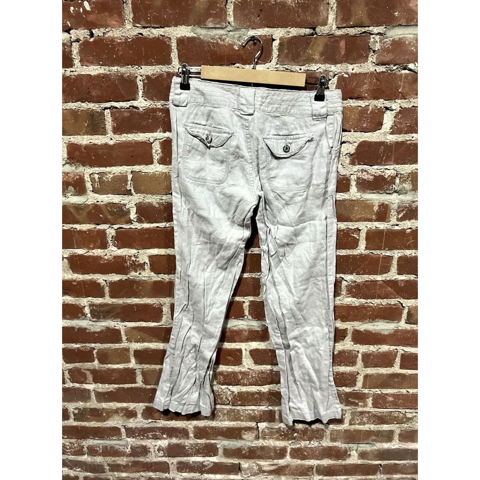 Vintage INC International Concepts Womens Pants Chino Linen Gray Size 4 Straight Leg 28in Inseam Size 27" / US 4 / IT 40 - 2 Thumbnail