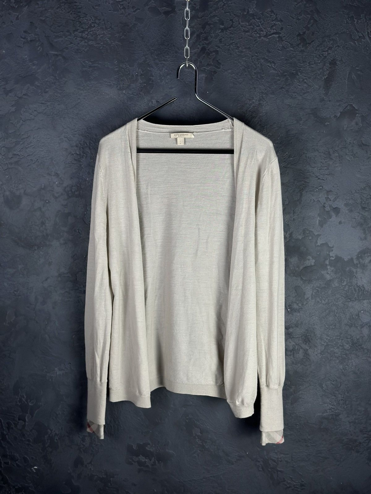 Burberry BURBERRY BRIT Beige Merino Wool Knit Cardigan Sweater Size L Size L / US 10 / IT 46 - 4 Thumbnail