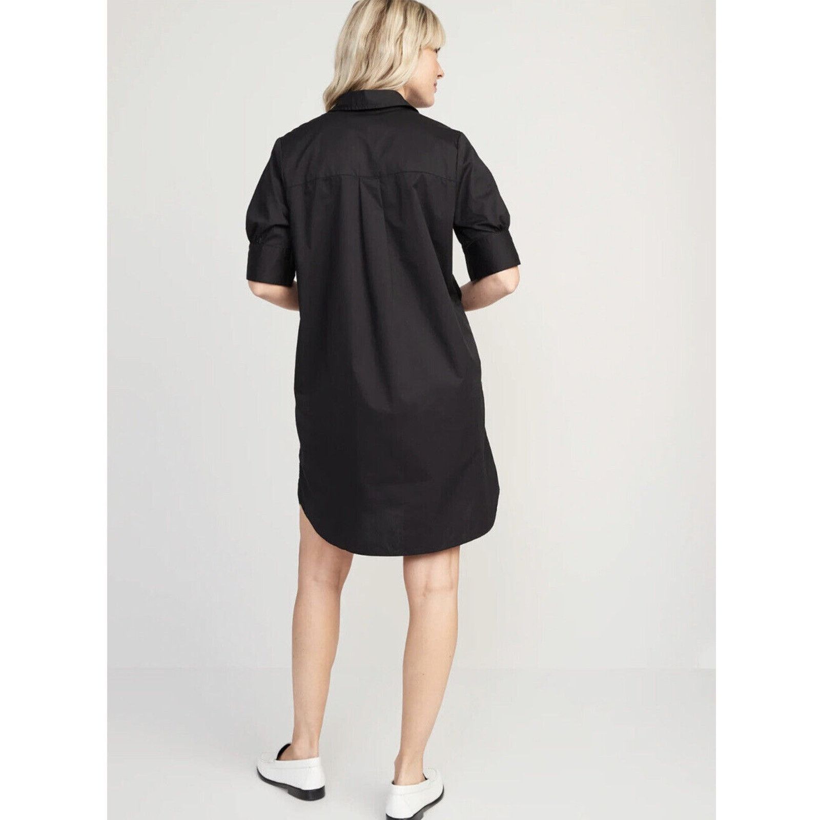 Old Navy Old Navy Black Puff-Sleeve Poplin Oversize Shirt Dress XL Size XL / US 12-14 / IT 48-50 - 2 Thumbnail