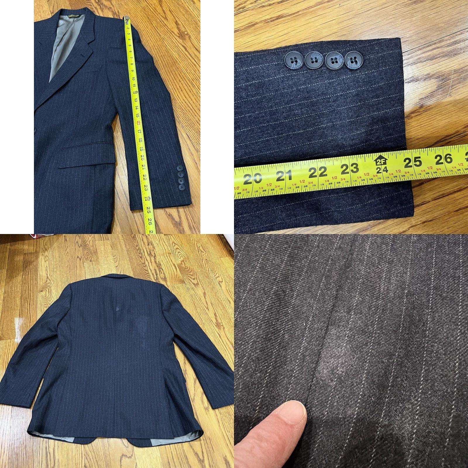 Pierre Cardin Pierre Cardin Sanger Harris Blazer Jacket Charcoal Gray Wool Blend 2 Button Notch Lapel Double-Vented Regular 41R Men Sport Coat Suit Blazer Size 42R - 9 Thumbnail