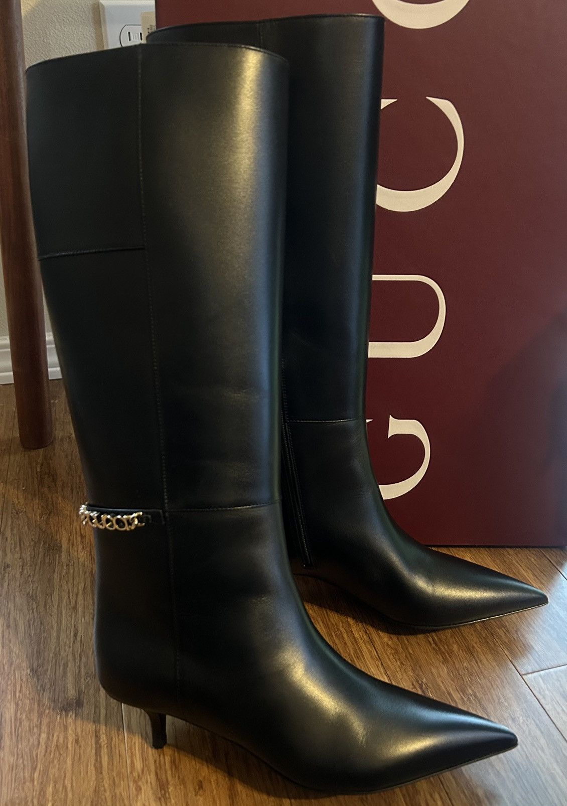 Gucci Gucci Signoria Black Leather Knee-High Boots 4.5cm Size US 7.5 / IT 37.5 - 7 Thumbnail