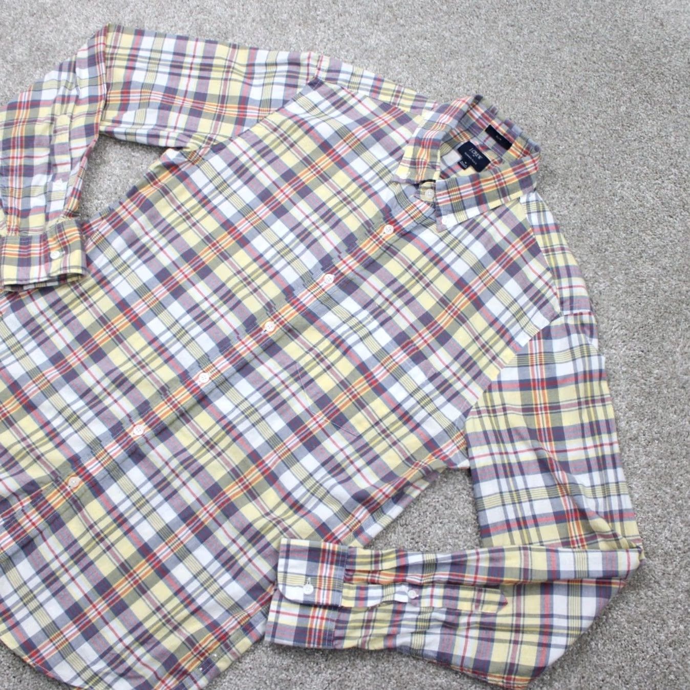 J.Crew J.CREW Slim Fit Plaid Shirt Mens Medium Red Blue Yellow Button-Down L/S Cotton Shirt Size US M / EU 48-50 / 2 - 4 Thumbnail