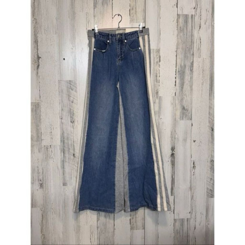 J Brand Austin Landing Women Size 0 Wide Leg Jeans Blue Stripe Denim Size 24" / US 00 / IT 34 - 5 Thumbnail
