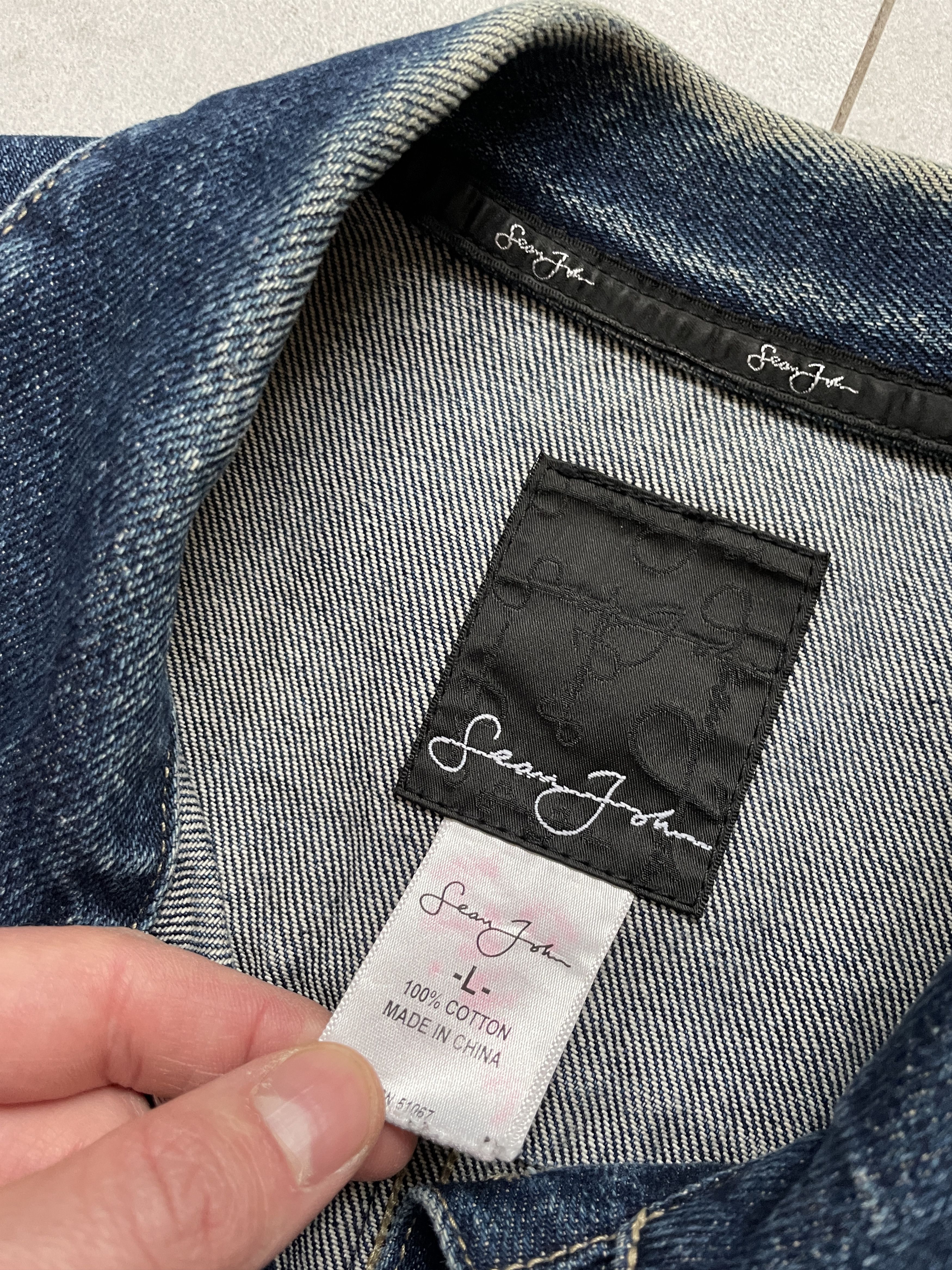 Sean John × Vintage Y2K SEAN JOHN HARLEM NEW YORK BAGGY DENIM JACKET Size US L / EU 52-54 / 3 - 5 Thumbnail