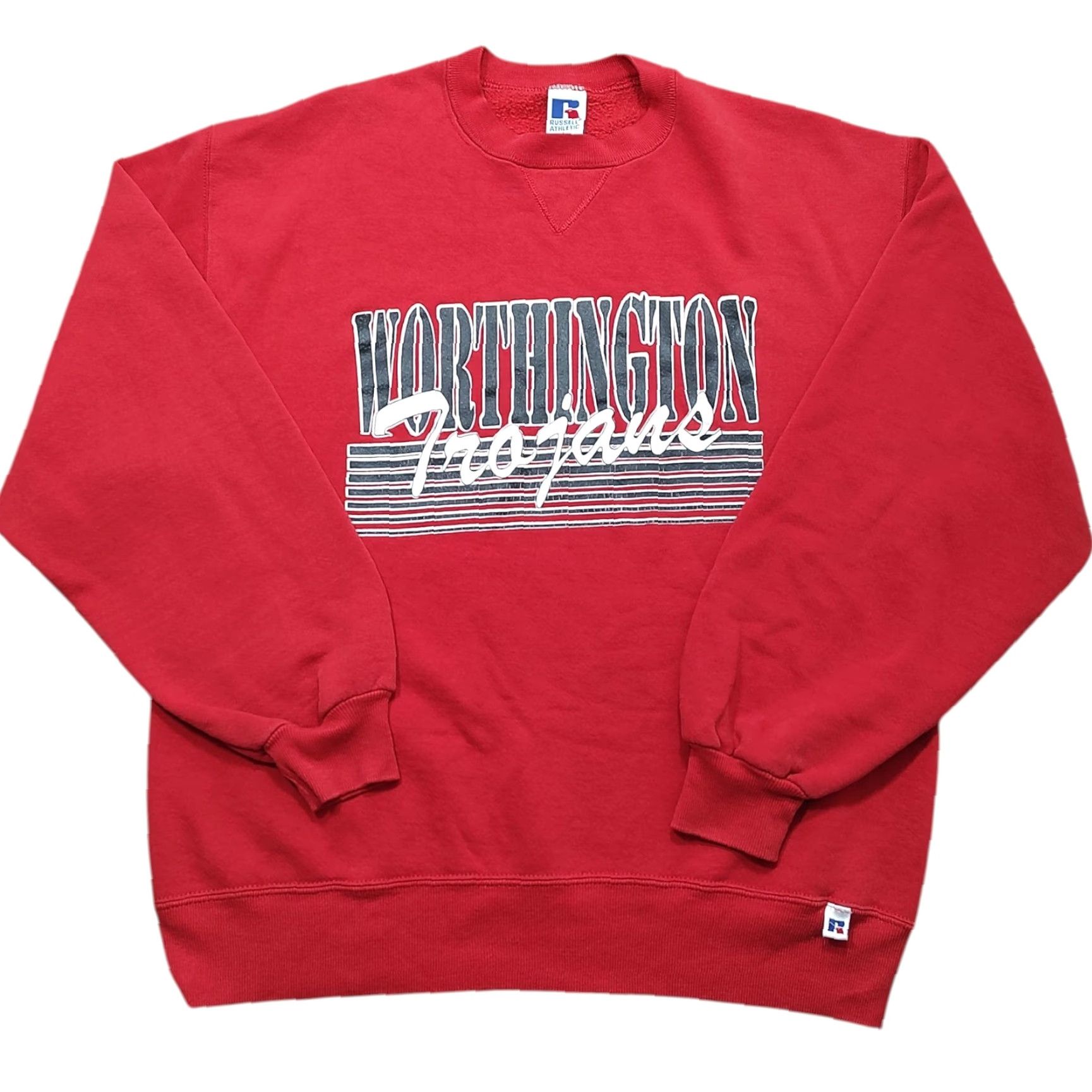 Russell Athletic VINTAGE Russell Athletic Sweatshirt Men L Red 90s Trojans Worthington Crew Neck Pullover Cotton Blend Size US L / EU 52-54 / 3 - 2 Thumbnail