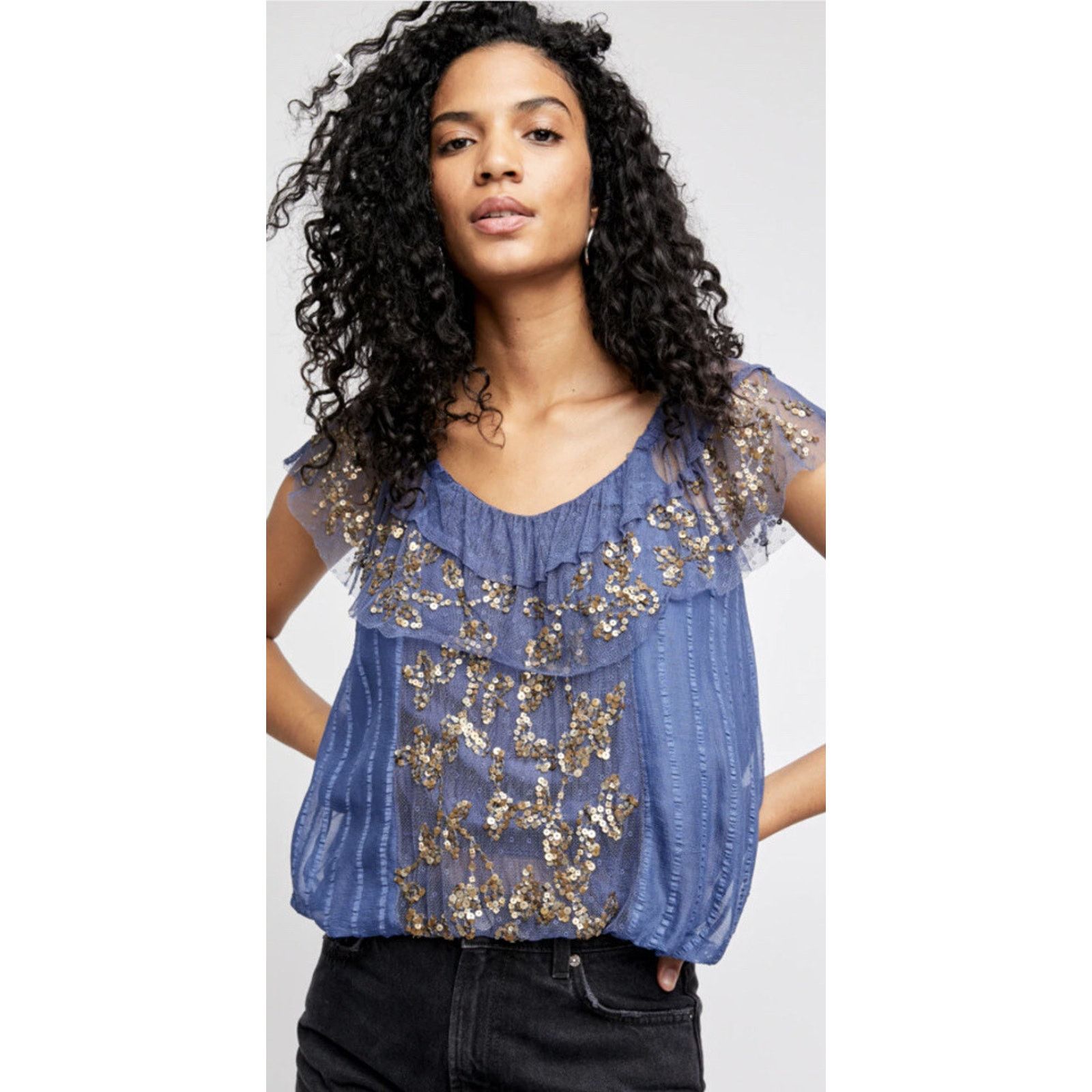 Free People Free People Elisas Off-The-Shoulder Top Wild Moon M A002078 Size M / US 6-8 / IT 42-44 - 5 Thumbnail