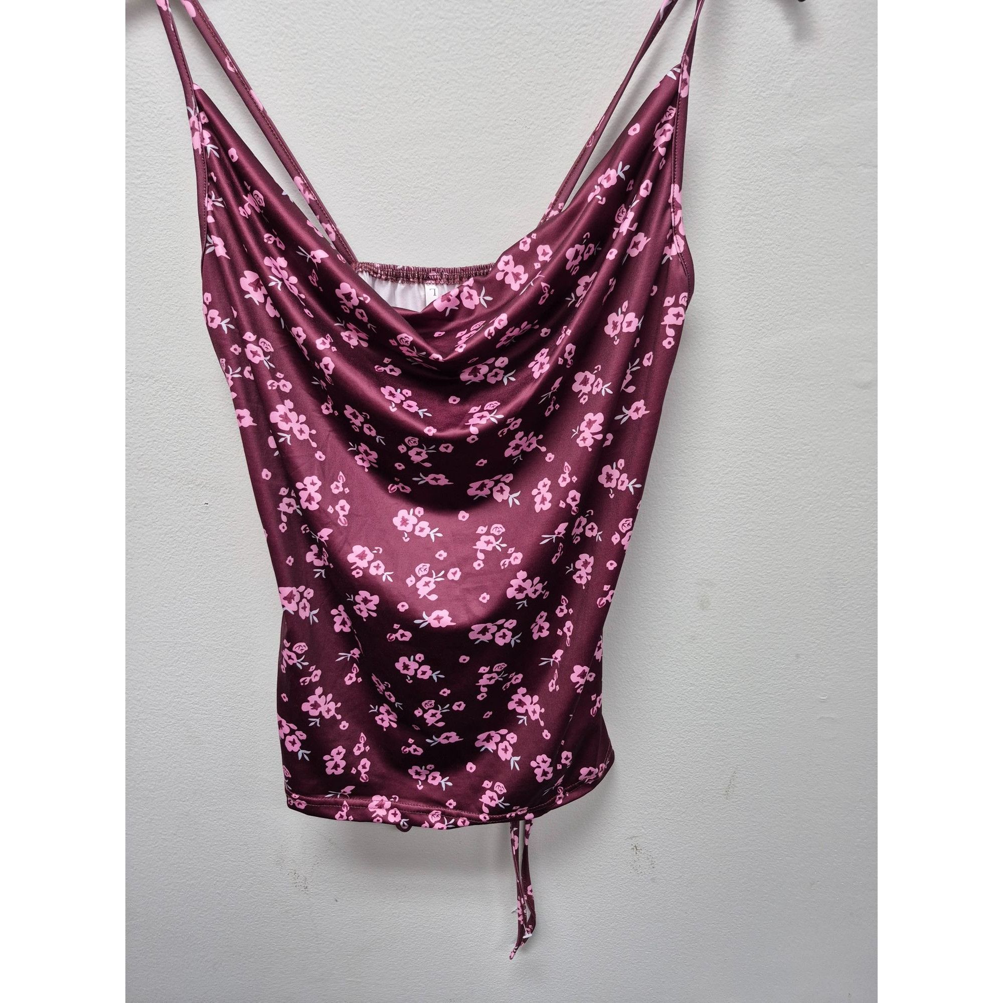 Other Vintage-Inspired Floral Cowl Neck Tank Top In Plum & Pink Size L / US 10 / IT 46 - 1 Thumbnail