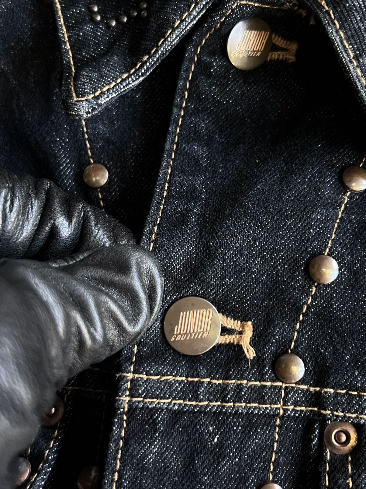 Jean Paul Gaultier Rare Vintage Junior Gaultier Jean Paul Studded Denim Jacket Size US XS / EU 42 / 0 - 16 Thumbnail