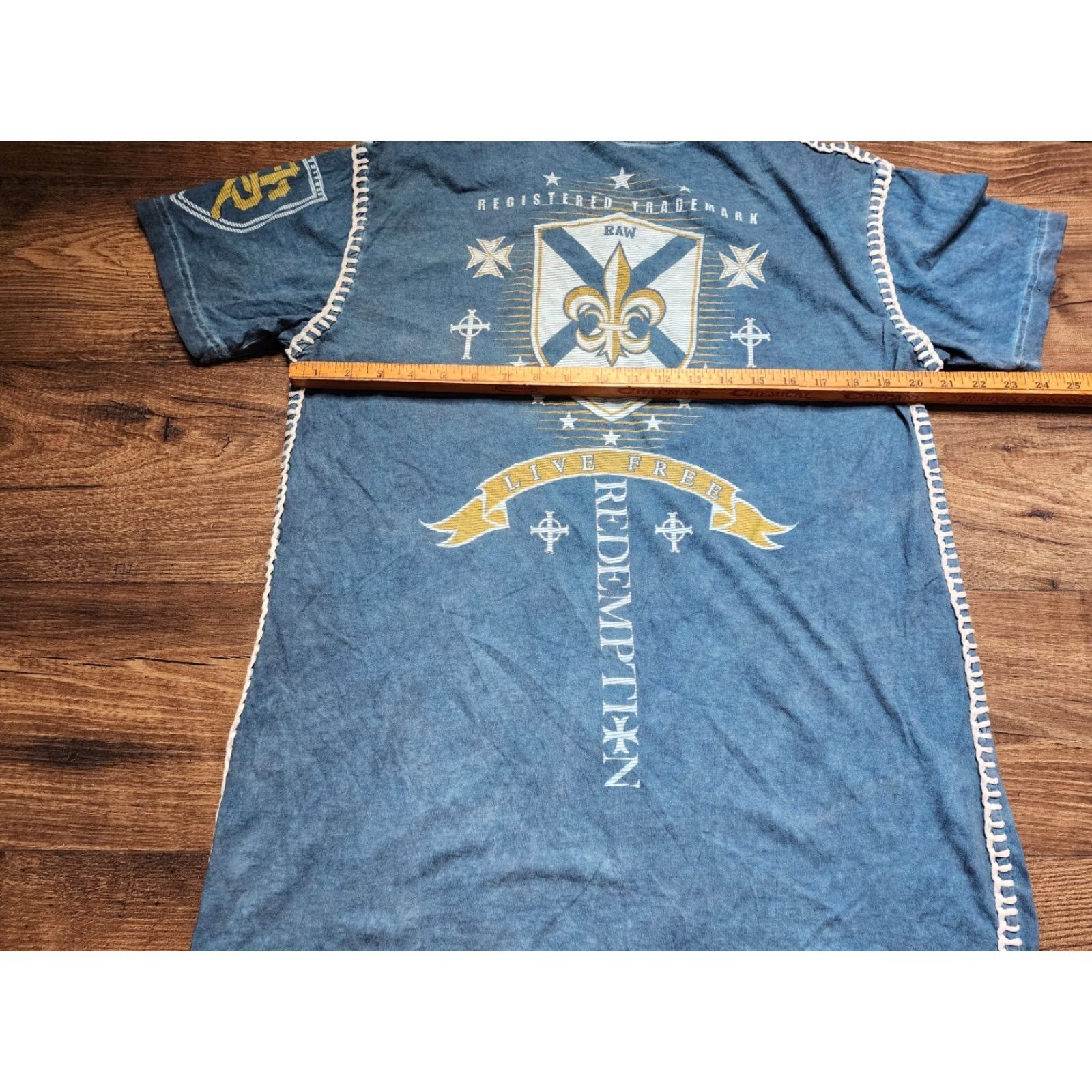 Vintage VINTAGE Raw State MMA T-Shirt, Mens XL, Blue, All Over Print, Lightweight, Classic Designer, Regular Fit Size US XL / EU 56 / 4 - 2 Thumbnail