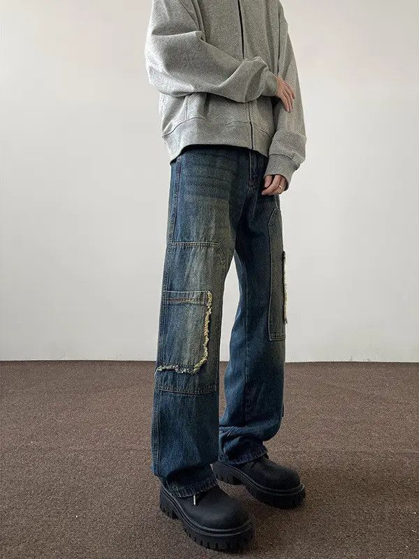 Japanese Brand Retro loose washed pocket jeans Size US 32 / EU 48 - 3 Thumbnail