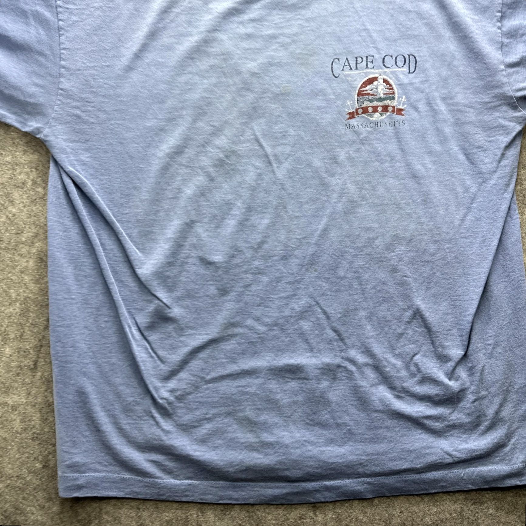 Fruit Of The Loom VINTAGE Cape Cod Shirt Mens XL Blue Massachusetts Souvenir 90s Fruit Loom Crew Neck Short Sleeve Graphic Print T-Shirt Mens Size US XL / EU 56 / 4 - 4 Thumbnail