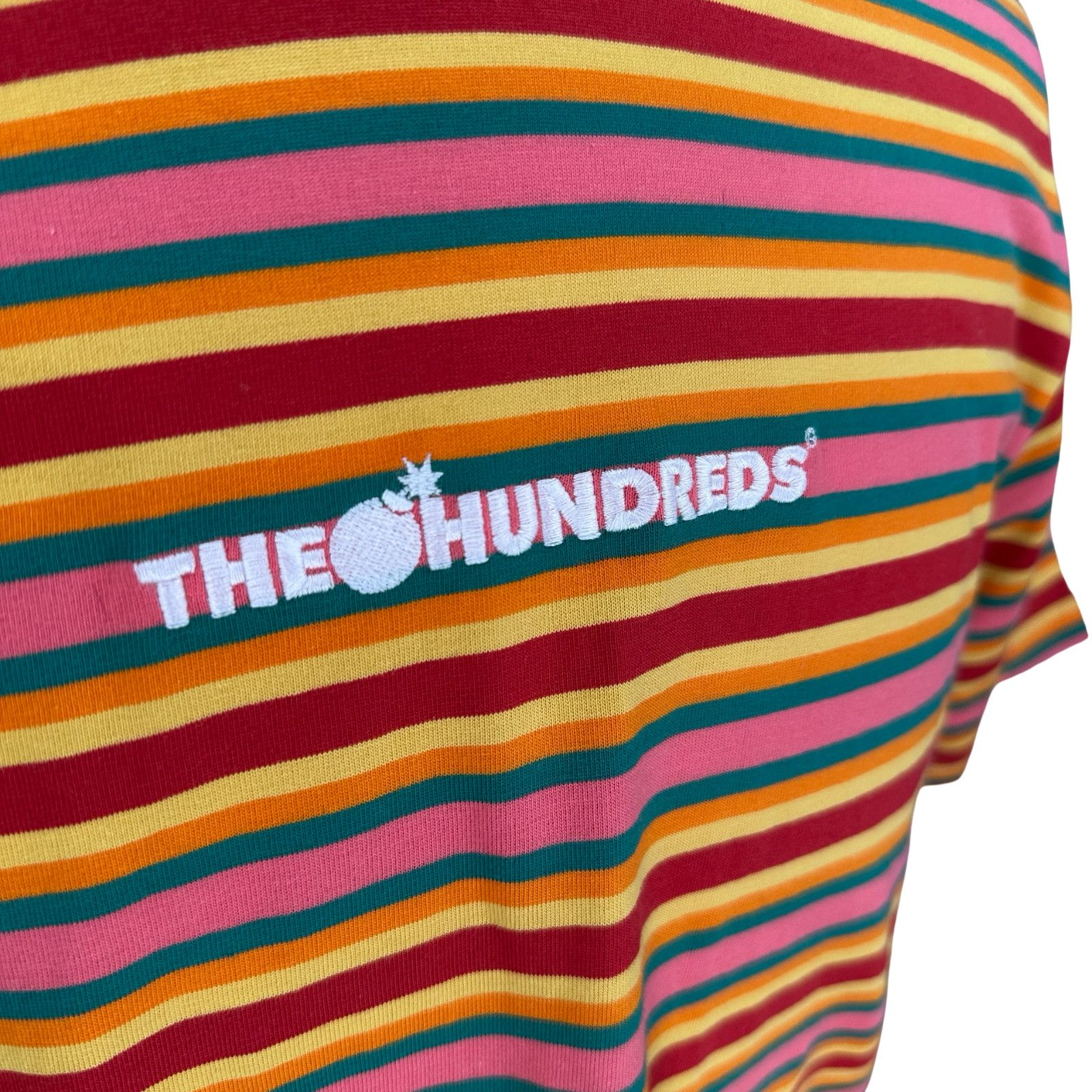 The Hundreds The Hundreds Pike SS T-Shirt Men M Orange Striped Cotton New Size US M / EU 48-50 / 2 - 2 Thumbnail