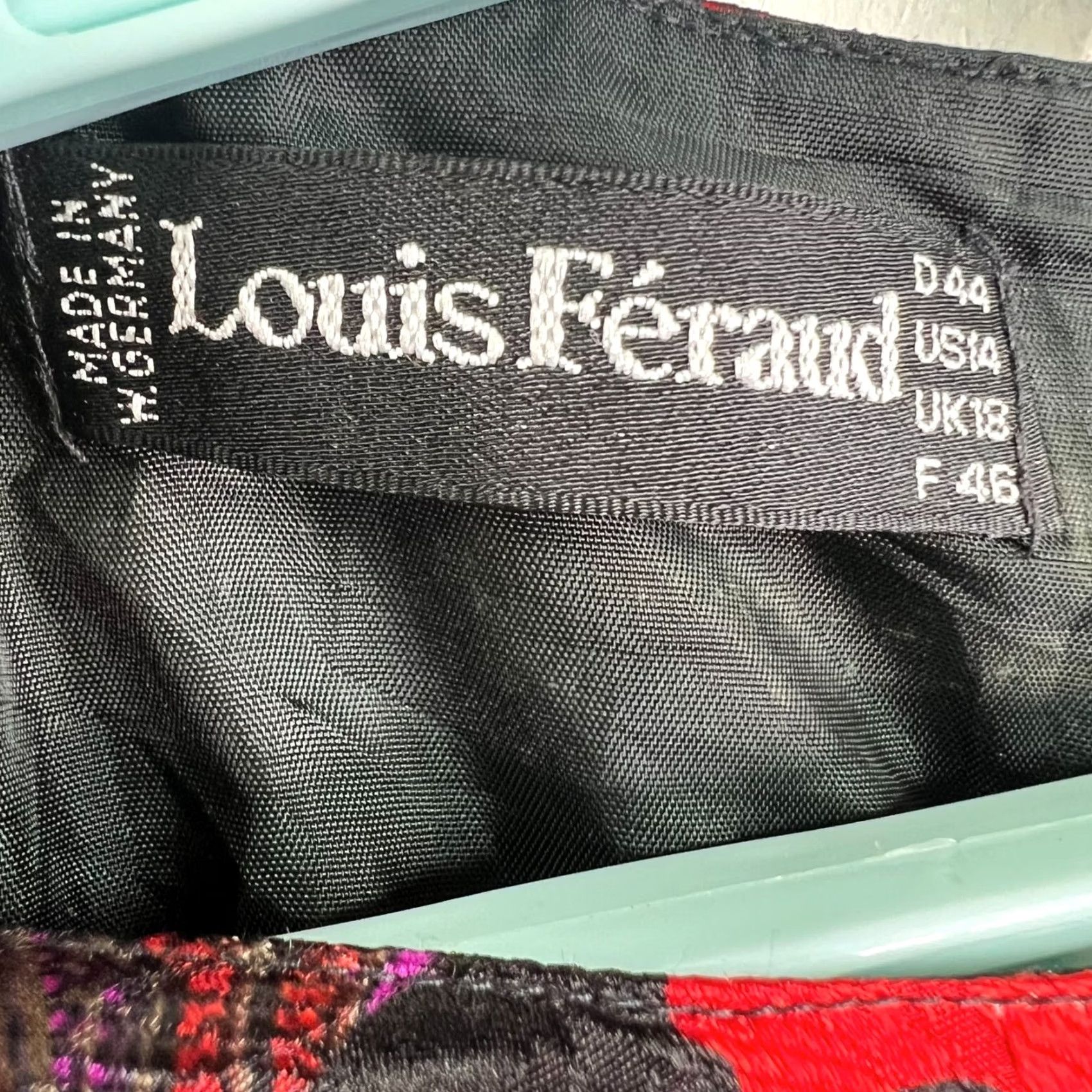 Louis Feraud VINTAGE Louis Feraud Dress Women's 14 Red Geometric Lined Silk 100% 80s Germany Size XL / US 12-14 / IT 48-50 - 6 Thumbnail