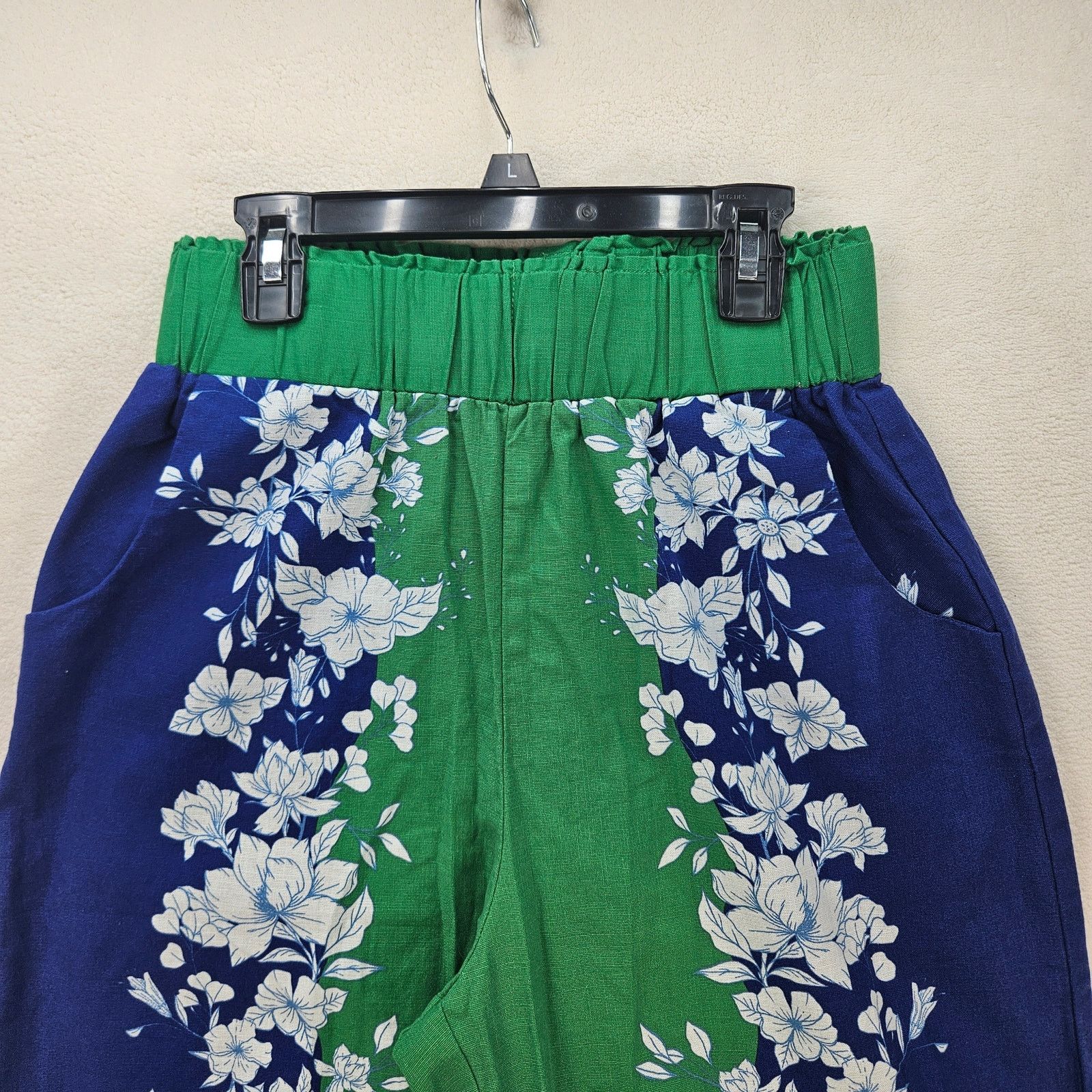 Other KOURT WOMEN'S SMALL LINEN WIDE LEG PANTS BLUE GREEN FLORAL Size 24" / US 00 / IT 34 - 2 Thumbnail