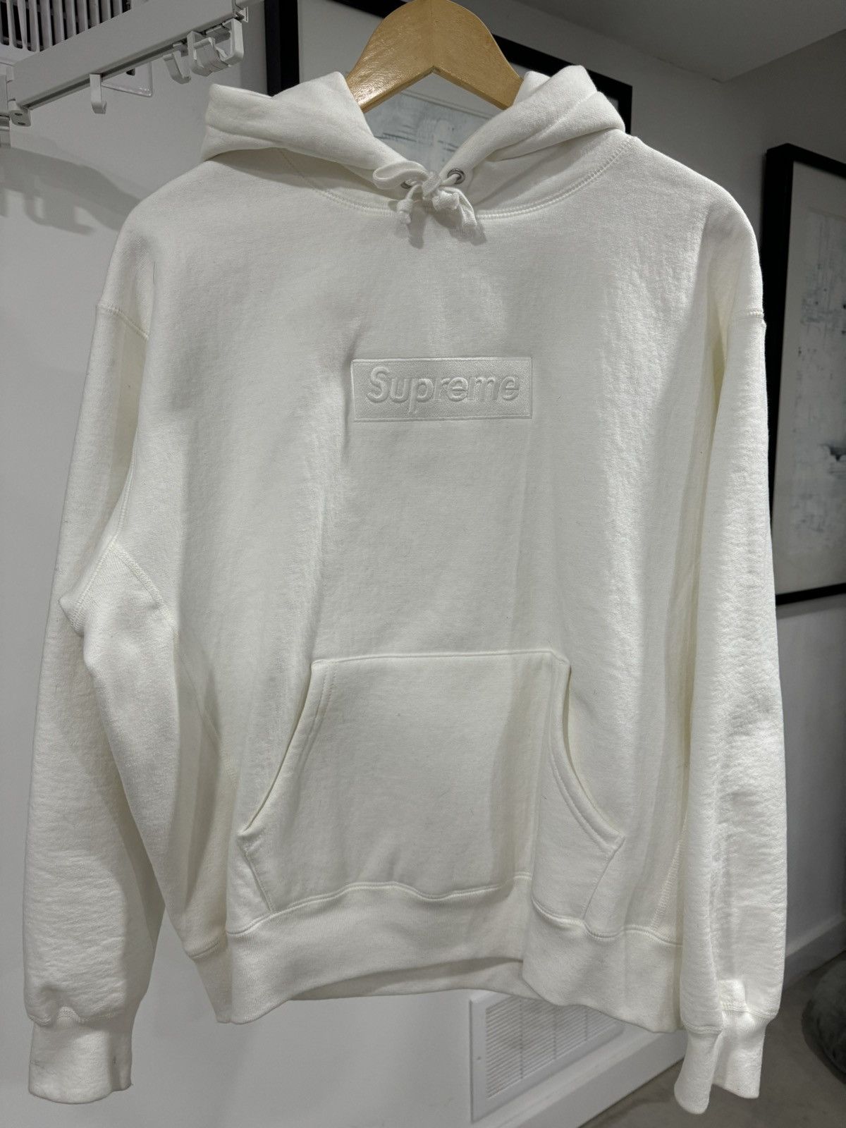 image of Supreme F/w 2023 White Box Logo Hoodie, Men's (Size Small)