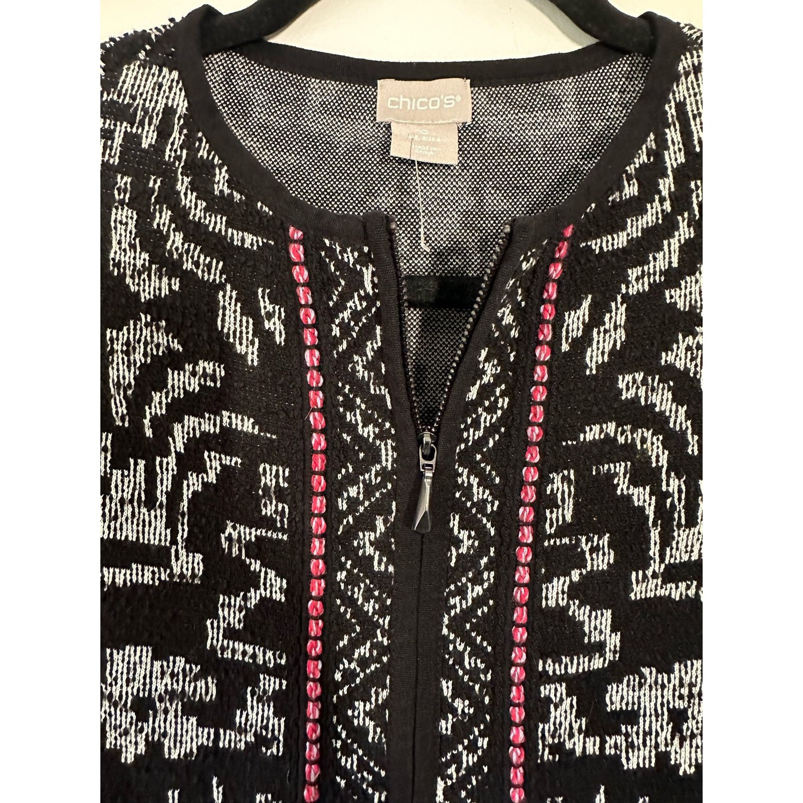 Chicos Chicos XS Zip Up Jacket Boho Print PinkDetail Woven Texture Size XS / US 0-2 / IT 36-38 - 5 Thumbnail
