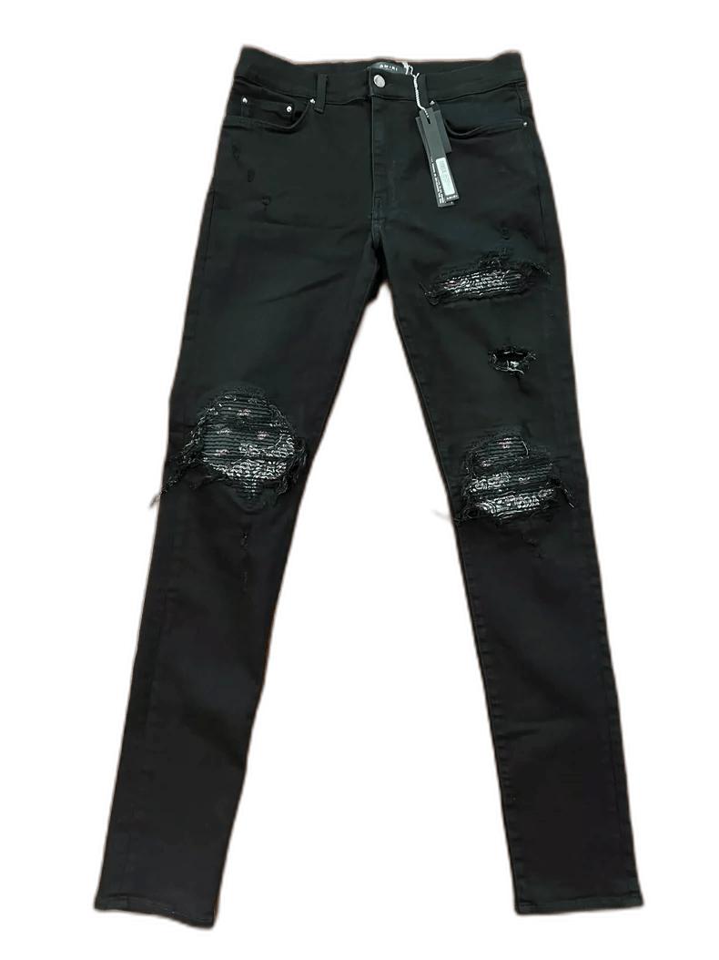amiri black distressed denim jeans size 33
