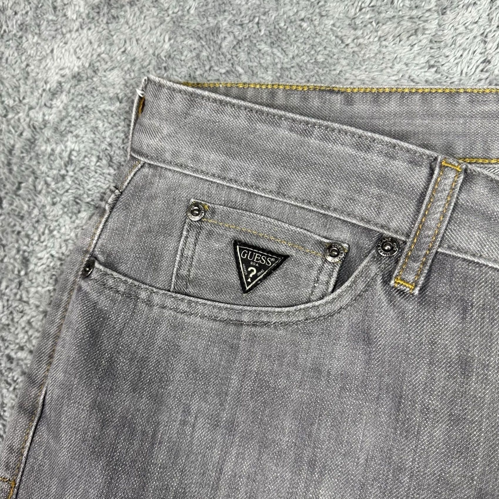 Guess VINTAGE GUESS Jeans Mens 38 Gray Lincoln 38x30 Premium Slim Straight Y2K Grunge 90s Raw Wash Size US 38 / EU 54 - 3 Thumbnail