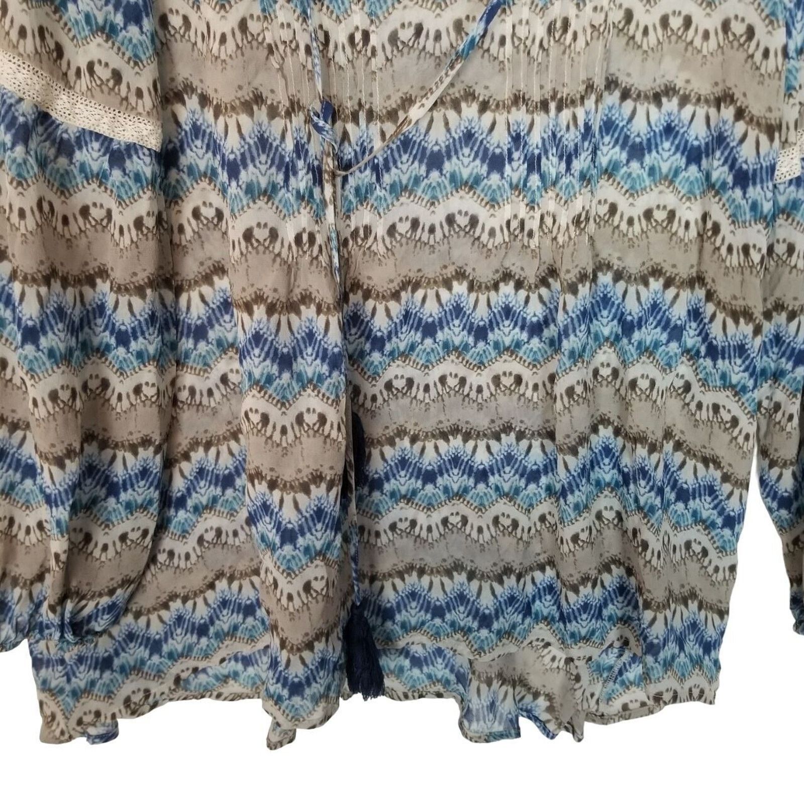 Sundry Sundance Womens Earth Meets Sky 100% Silk Boho Tasseled Size L / US 10 / IT 46 - 4 Thumbnail