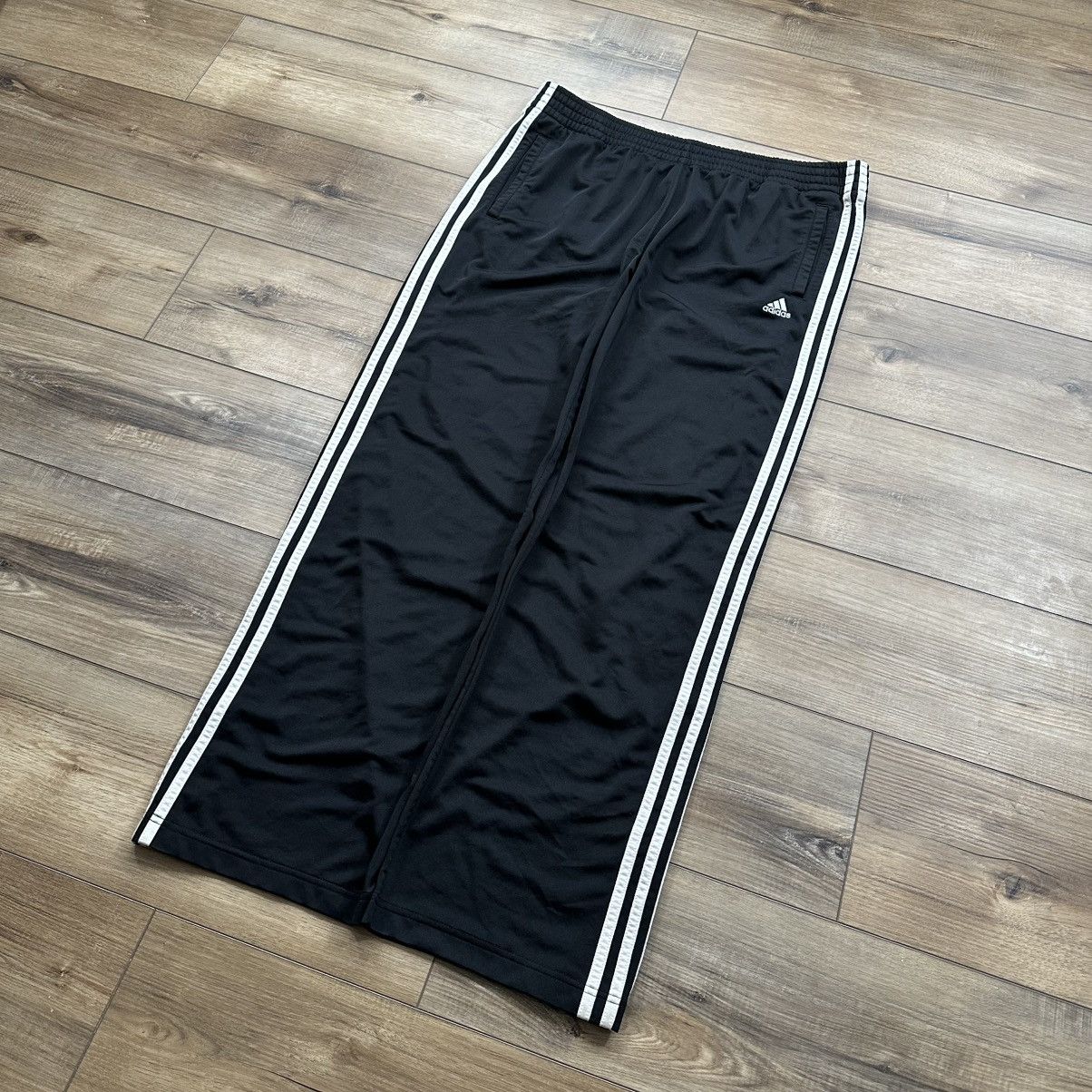 Adidas Vintage 2000s Adidas Striped Wide Leg Tear Away Track Pants Size US 35 - 2 Thumbnail