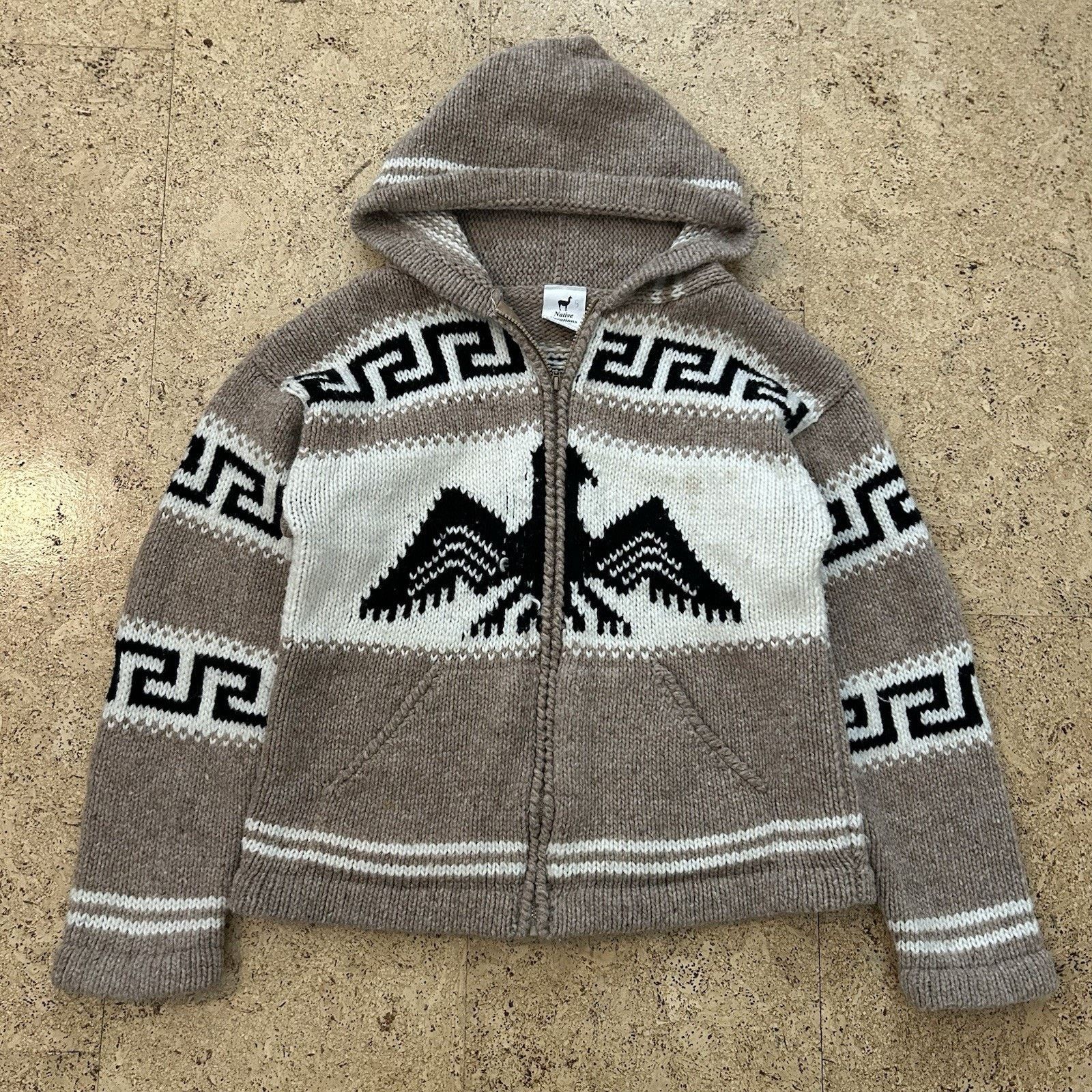 Vintage Native Creations Thunderbird Eagle Wool Hoodie Sweater Size US S / EU 44-46 / 1 - 1 Thumbnail