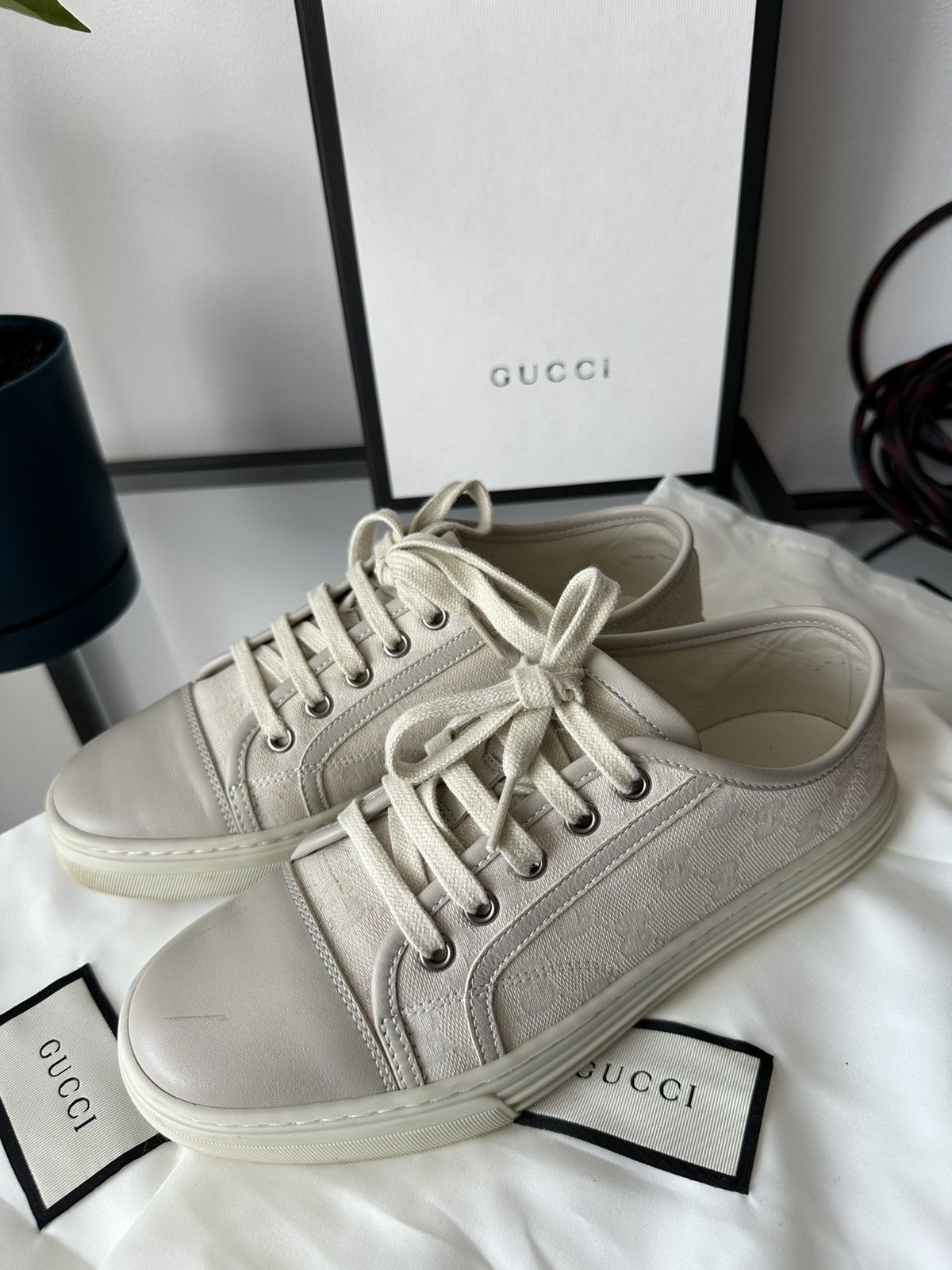 Gucci Gucci Wmns GG Low 'Cotton Washed - White' sneakers Size US 7.5 / IT 37.5 - 2 Thumbnail