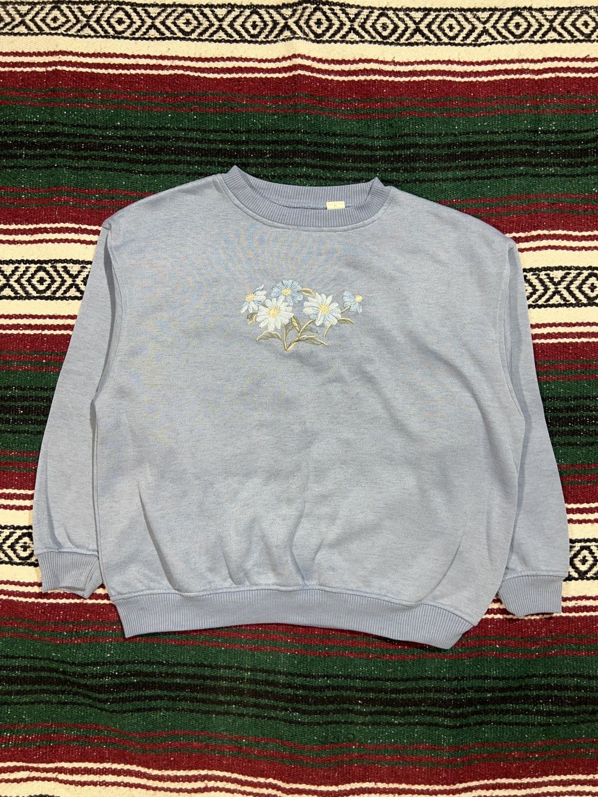 Vintage Vintage Blue Daisies Sweater Size XL / US 12-14 / IT 48-50 - 1 Thumbnail