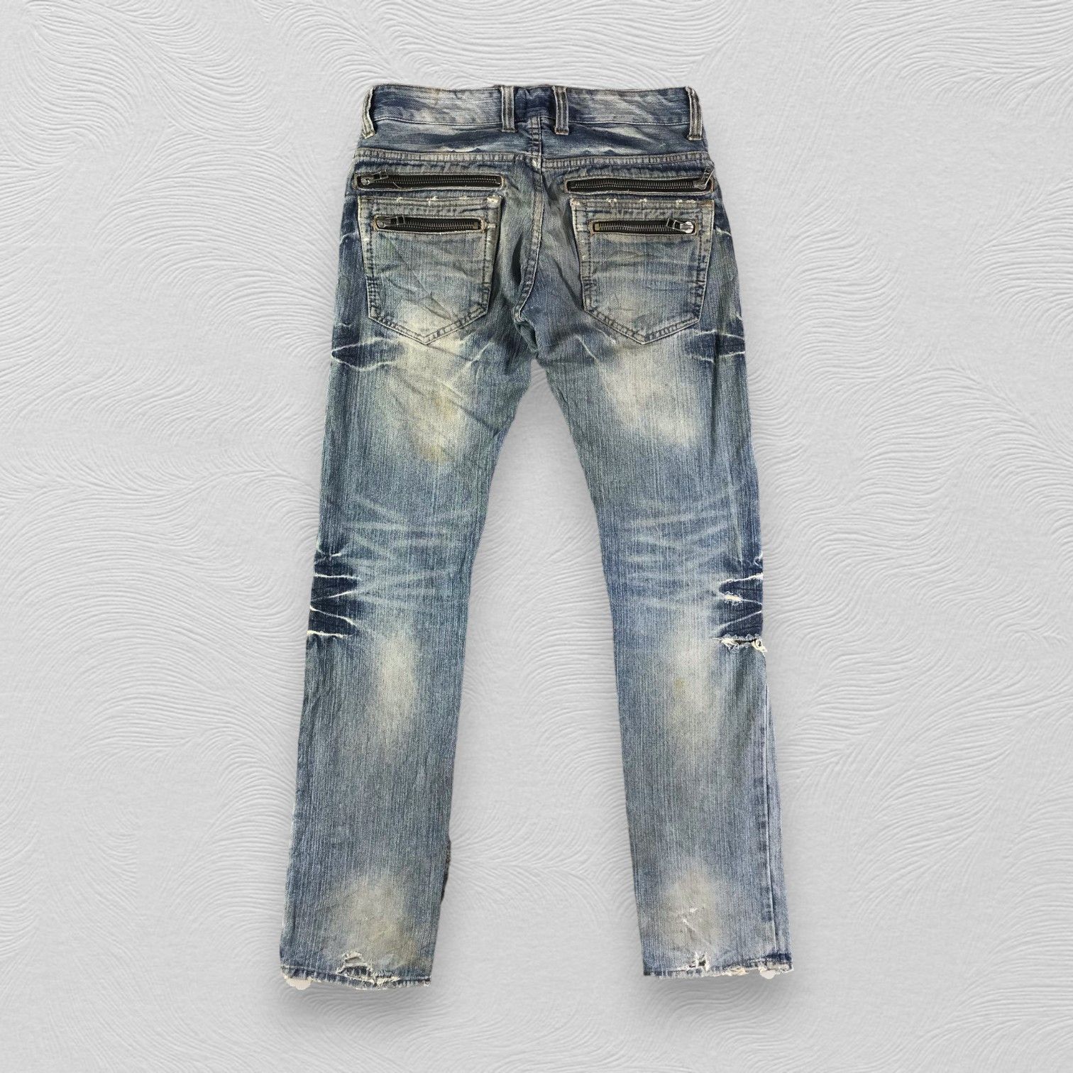 Japanese Brand Root Three Jeans Zipper Pocket Ripped Denim Size US 30 / EU 46 - 2 Thumbnail