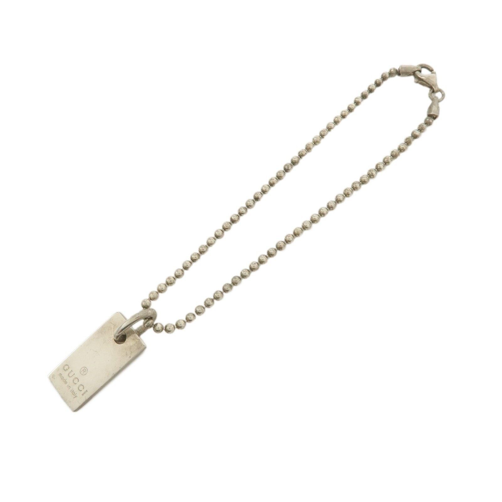 Gucci Gucci Ball Chain Rectangle Charm Sterling Silver Bracelet Size ONE SIZE - 1 Thumbnail