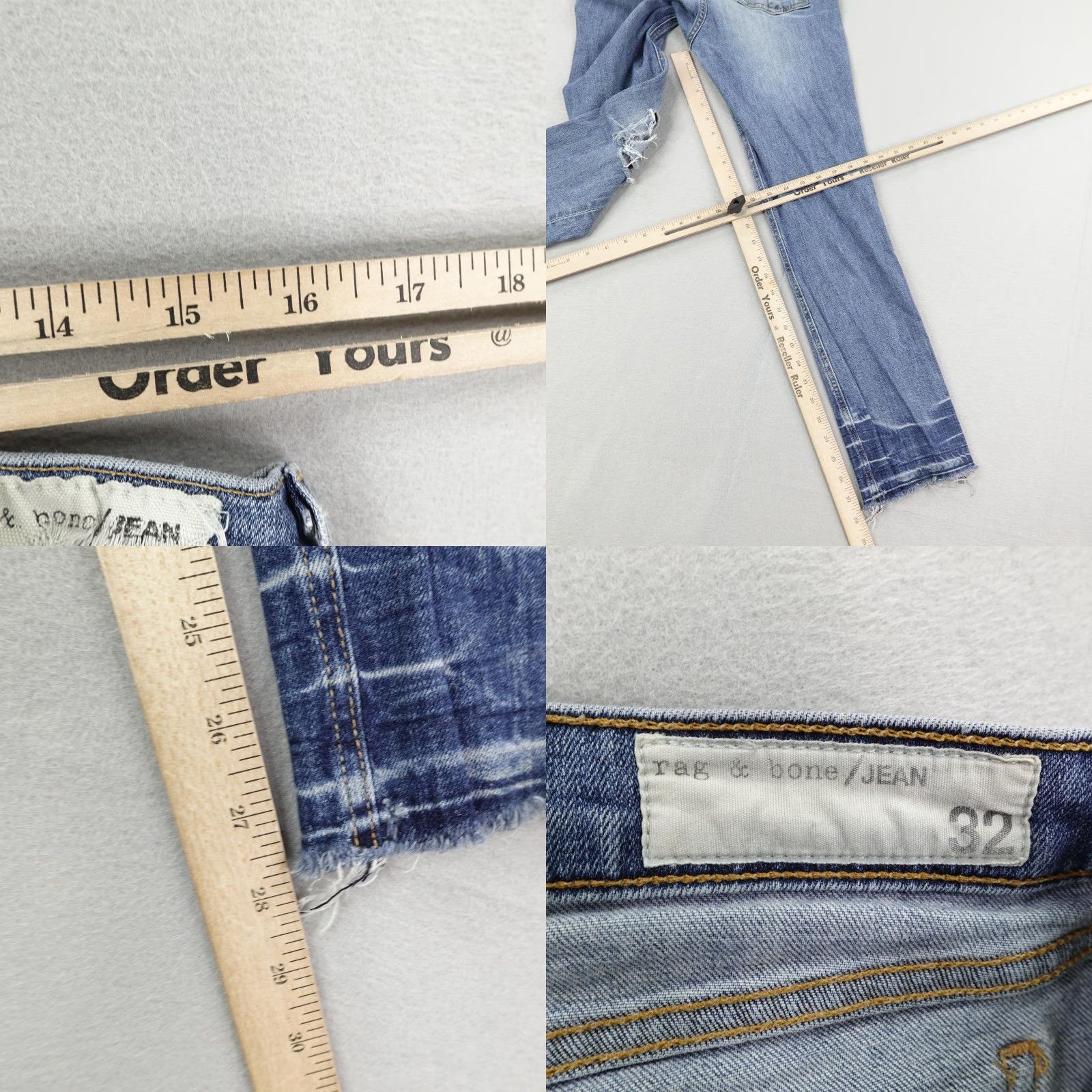 Rag & Bone VINTAGE Rag & Bone Crop Jeans Womens 32 Denim Distressed Frayed Hem Mid Rise Stretch Pockets 2010s Size 24" / US 00 / IT 34 - 8 Thumbnail