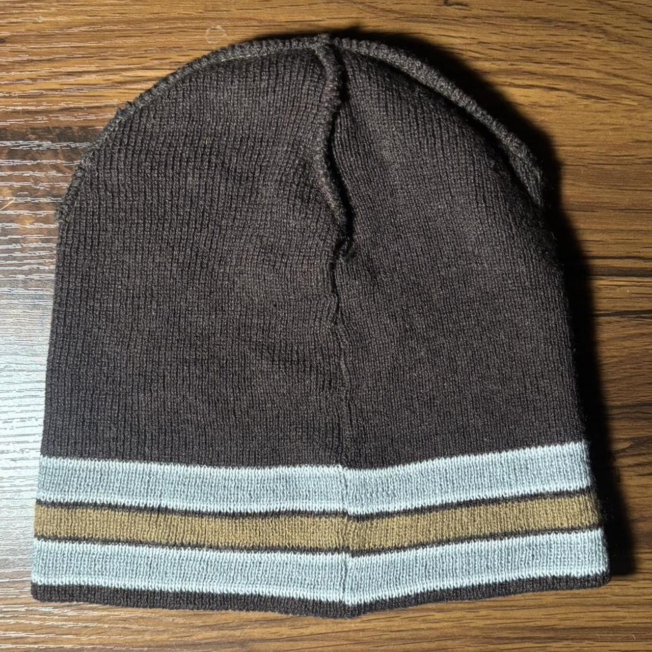 Vintage Vintage 90s Brown Striped beanie Size ONE SIZE - 2 Thumbnail