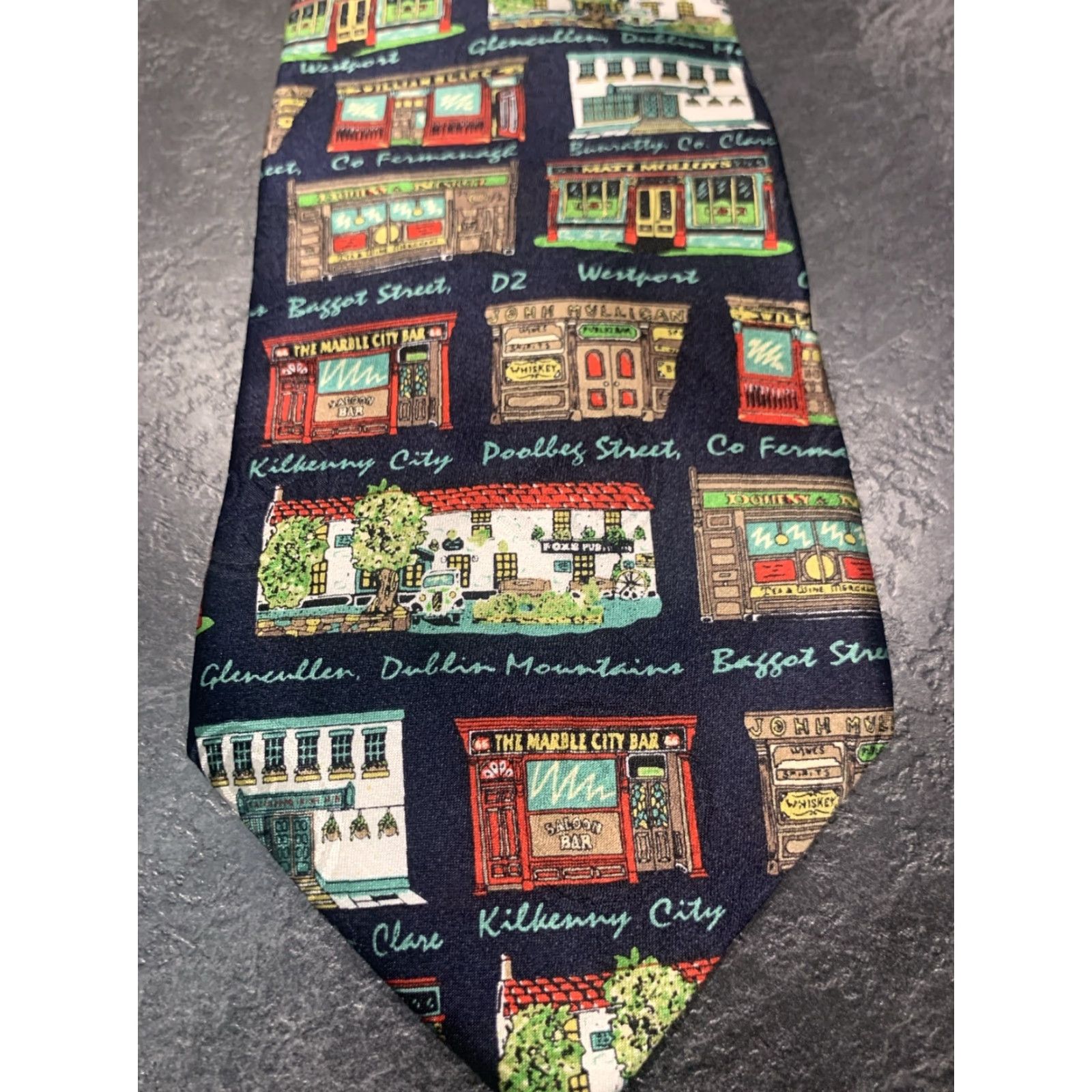 Vintage VINTAGE Traditional Craft Silk Tie - Pubs of Ireland - Multicoloured - Mens Size ONE SIZE - 2 Thumbnail