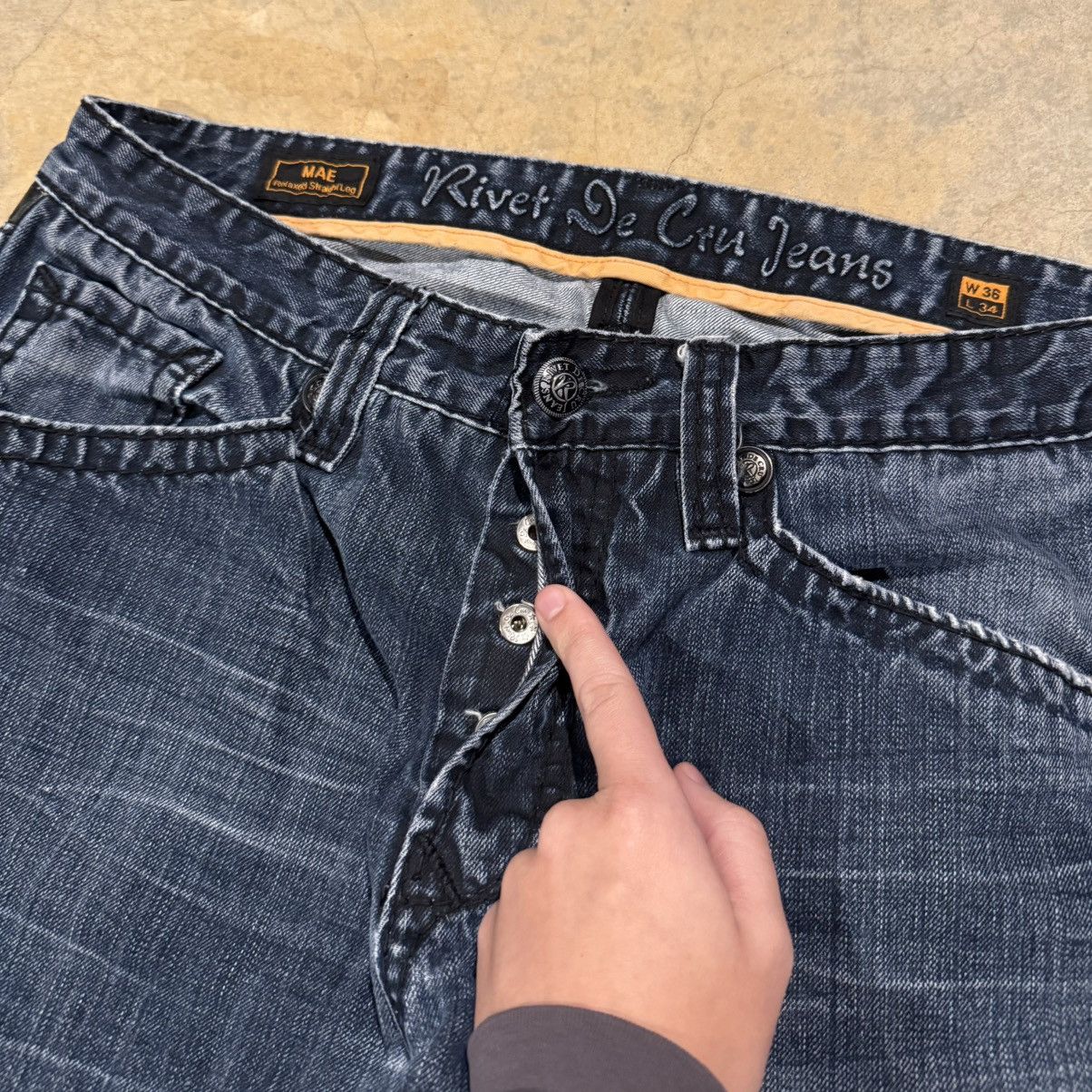 Vintage Vtg 2000s Faded Distressed Indigo Baggy Jeans ERD Grunge Y2K Size US 36 / EU 52 - 5 Thumbnail