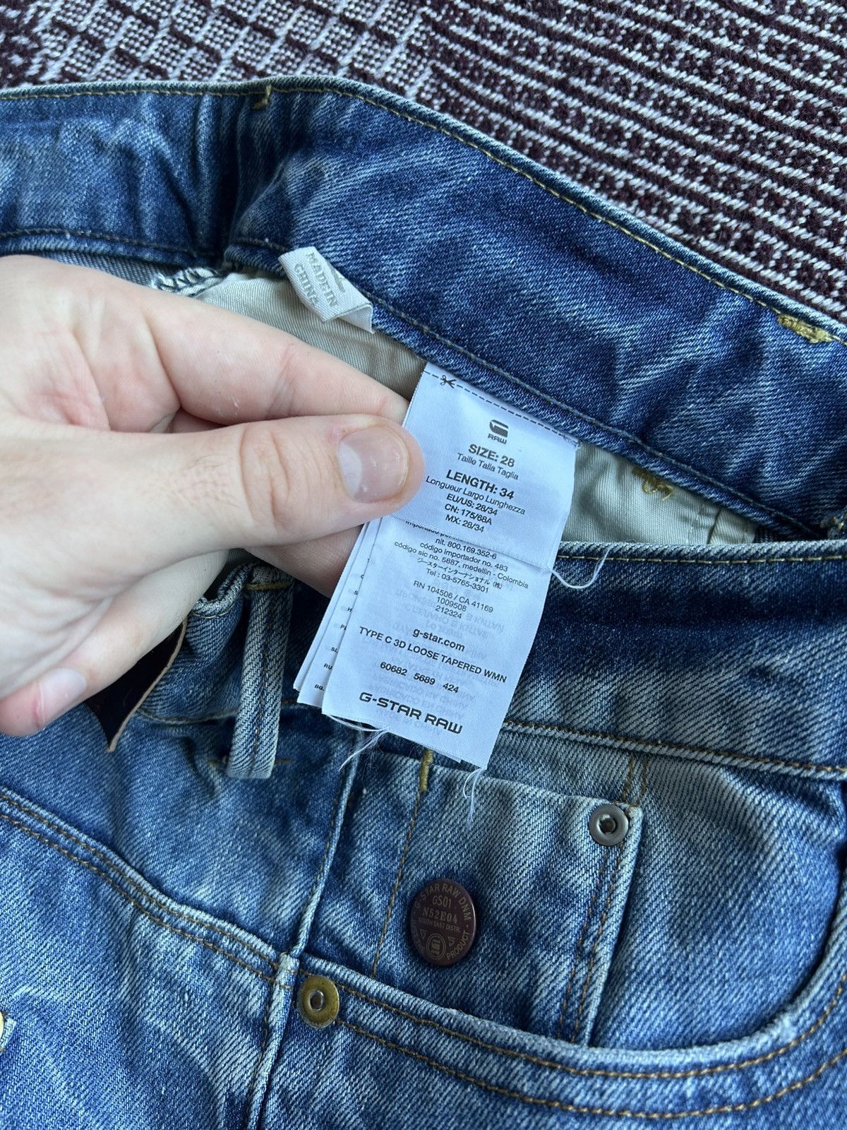 G-Star × Jean G-star Raw Type 3D Loose Tapered Denim Jeans Washed Sz 28x34 Size US 28 / EU 44 - 10 Thumbnail