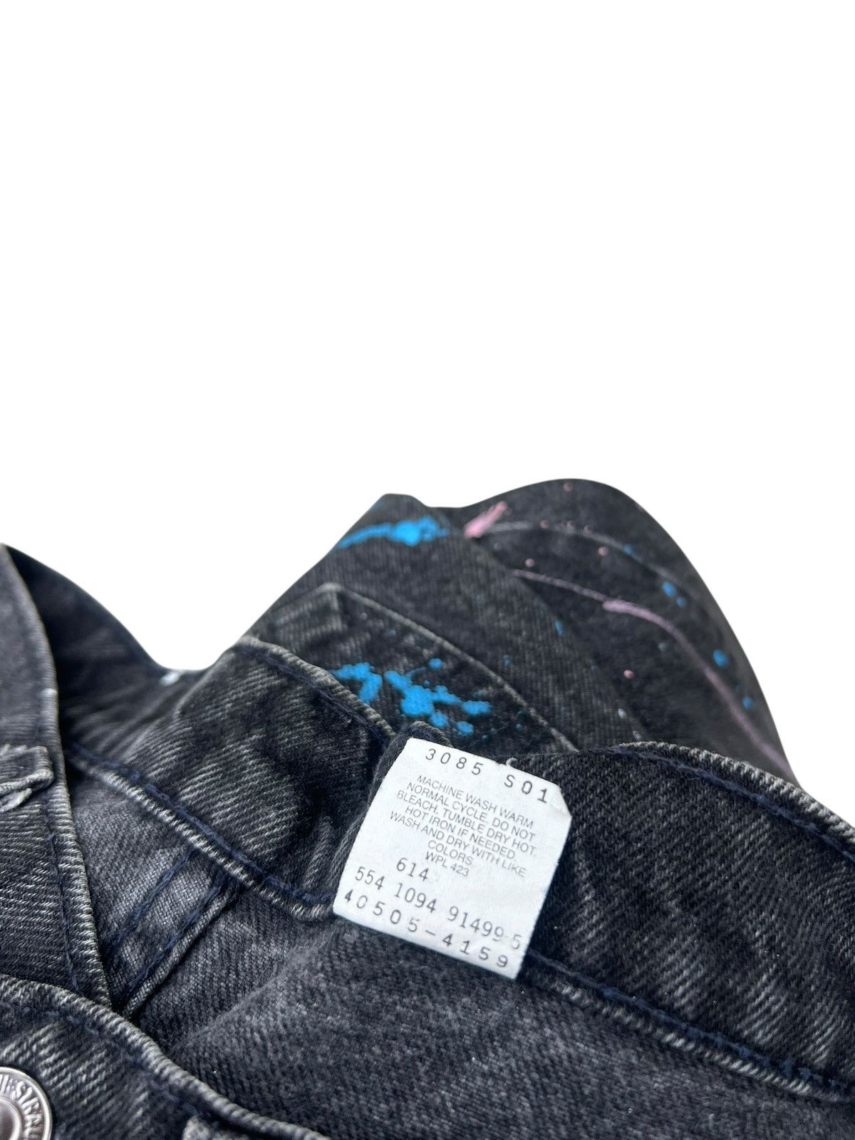 Levi's 1994 Levi’s 505 Fade Black Denim Orange Tab Painter Jeans Size US 29 - 24 Thumbnail