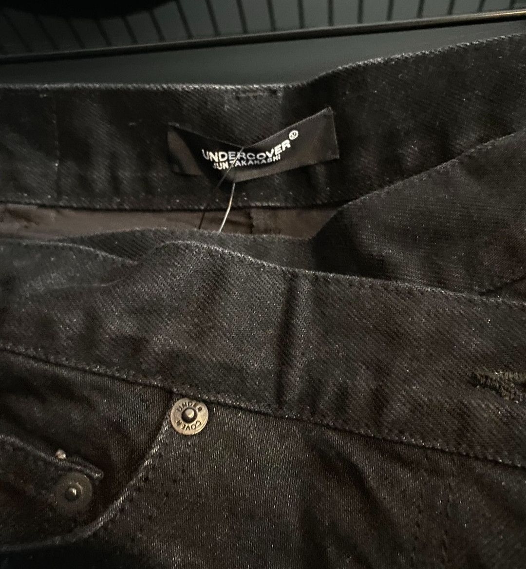 Undercover undercover Black Denim Deconstructed Wide Leg Pants Size US 29 - 2 Thumbnail
